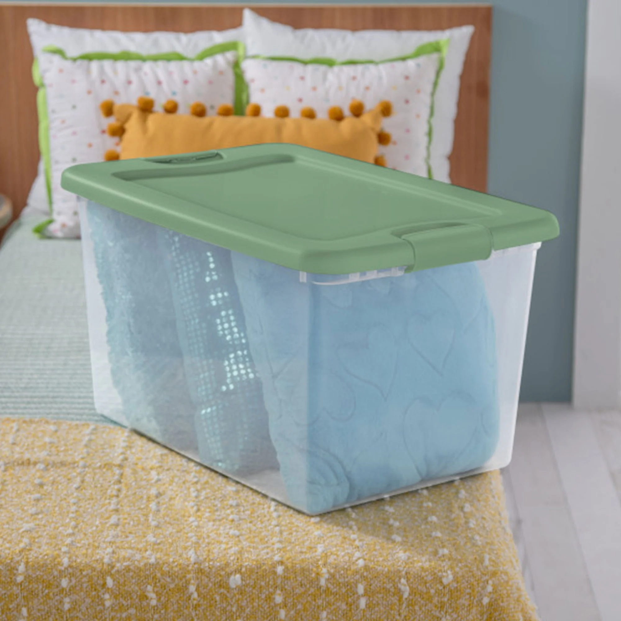 Sterilite 64 Quart Latching Plastic Storage Container Tote, Crisp Green (6 Pack) - Image 6
