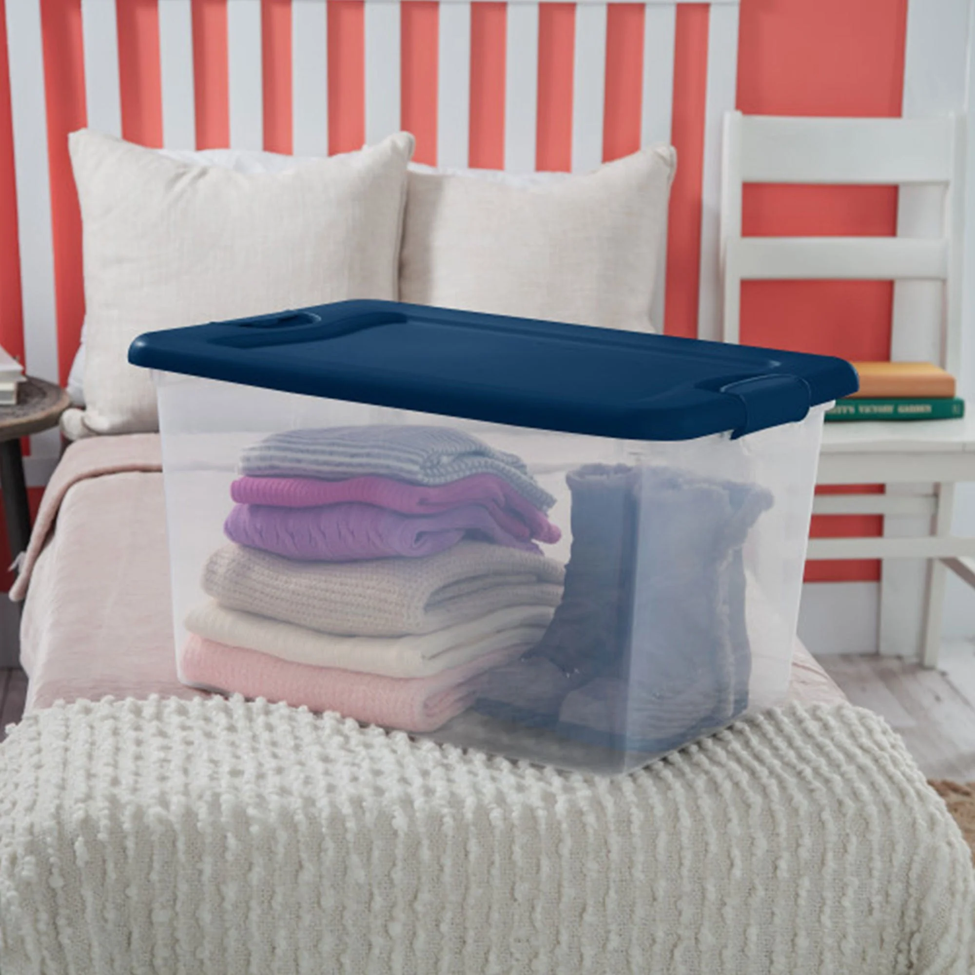 Sterilite 64 Quart Latching Plastic Storage Container Tote, Marine Blue (6 Pack) - Image 7