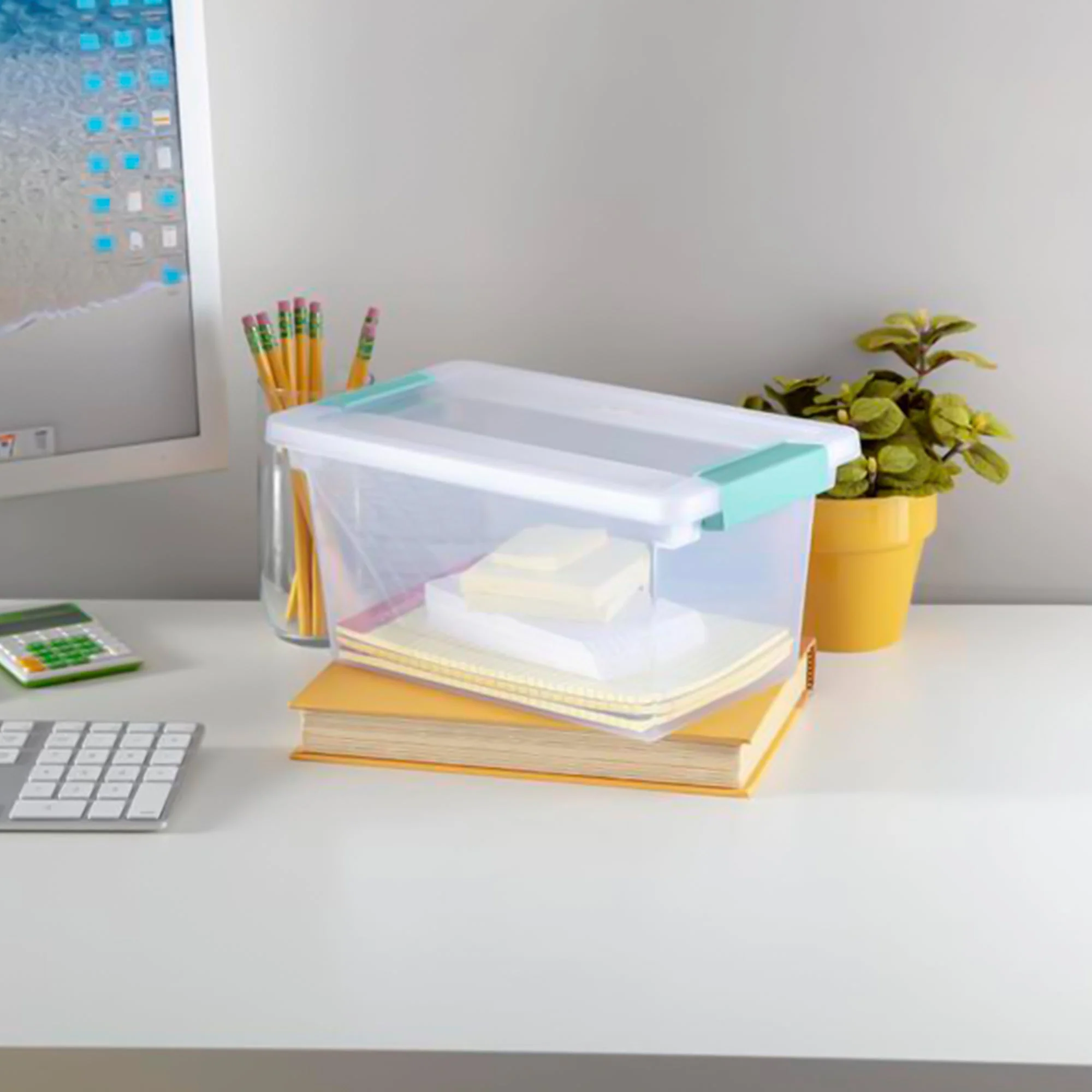 Sterilite 64 Quart Latching Storage Tote Box (6 Pack) + Medium Clip Box (4 Pack) - Image 9
