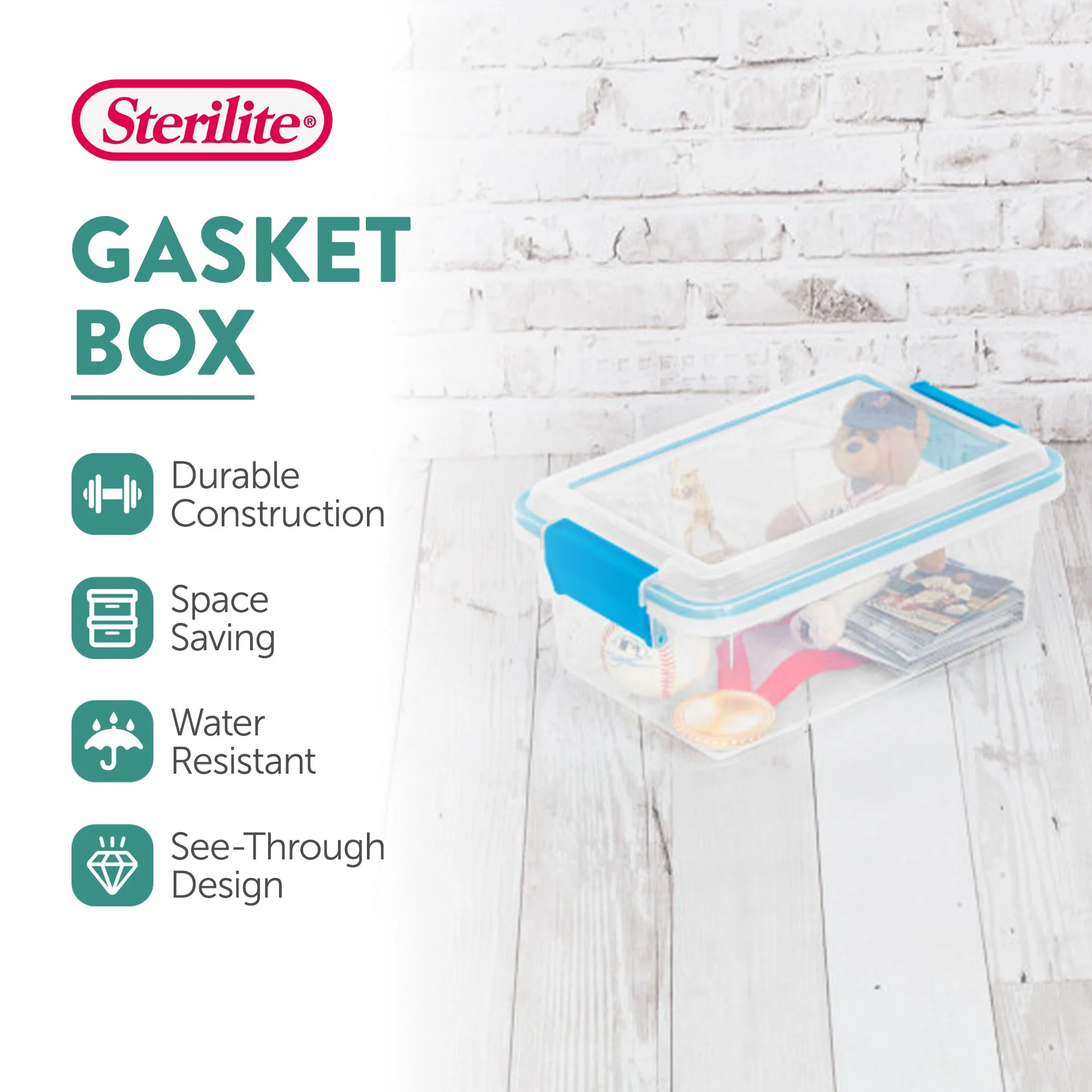 Sterilite 7.5 Quart Clear Plastic Home Storage Box with Latching Lids, (18 Pack) - Image 3