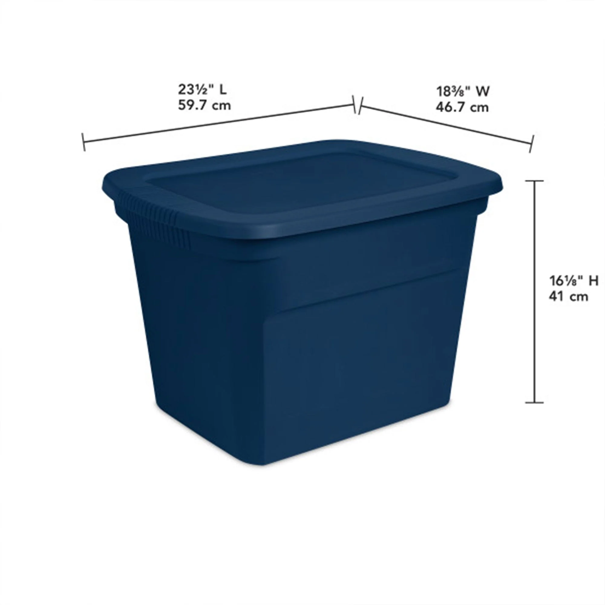 Sterilite Classic Lidded Stackable 18 Gal Storage Tote Container, Blue, 8 Pack - Image 2
