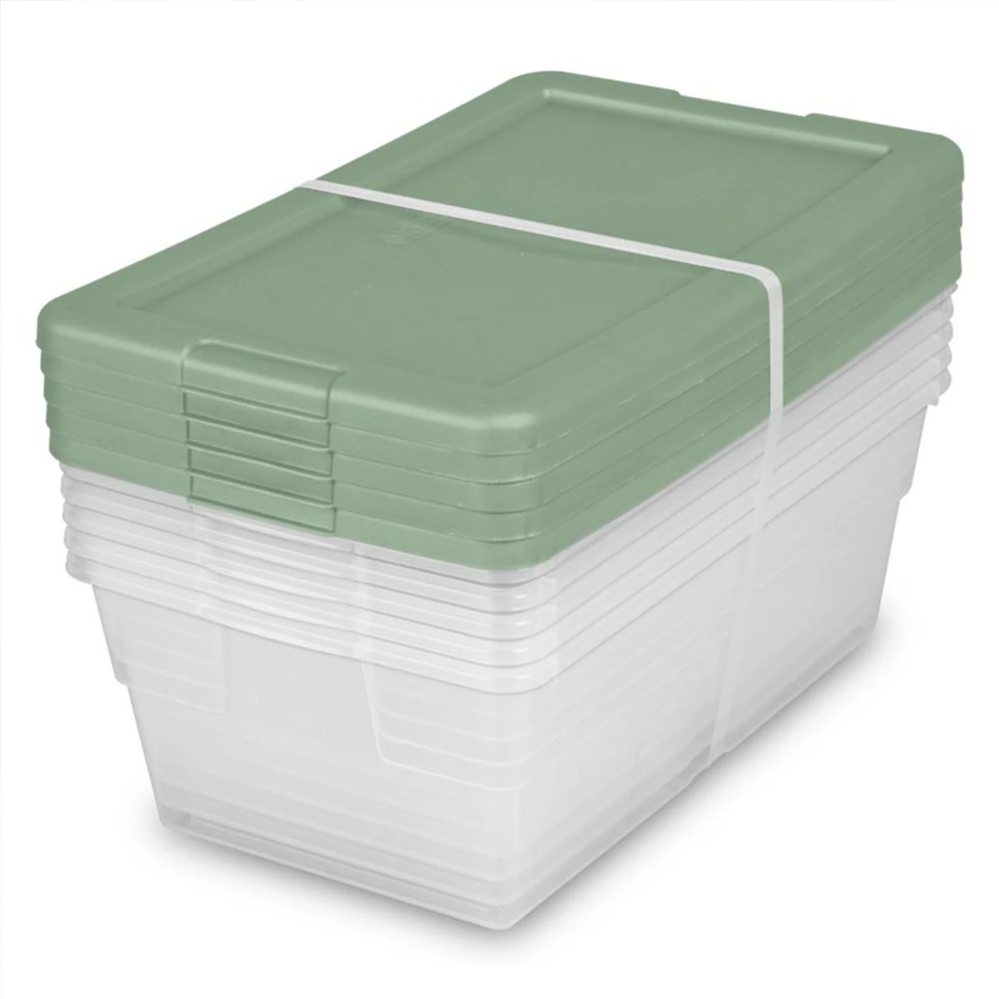 Sterilite Clear Stackable 6 Qt Storage Tote Box Container, Crisp Green (10 Pack) - Image 2