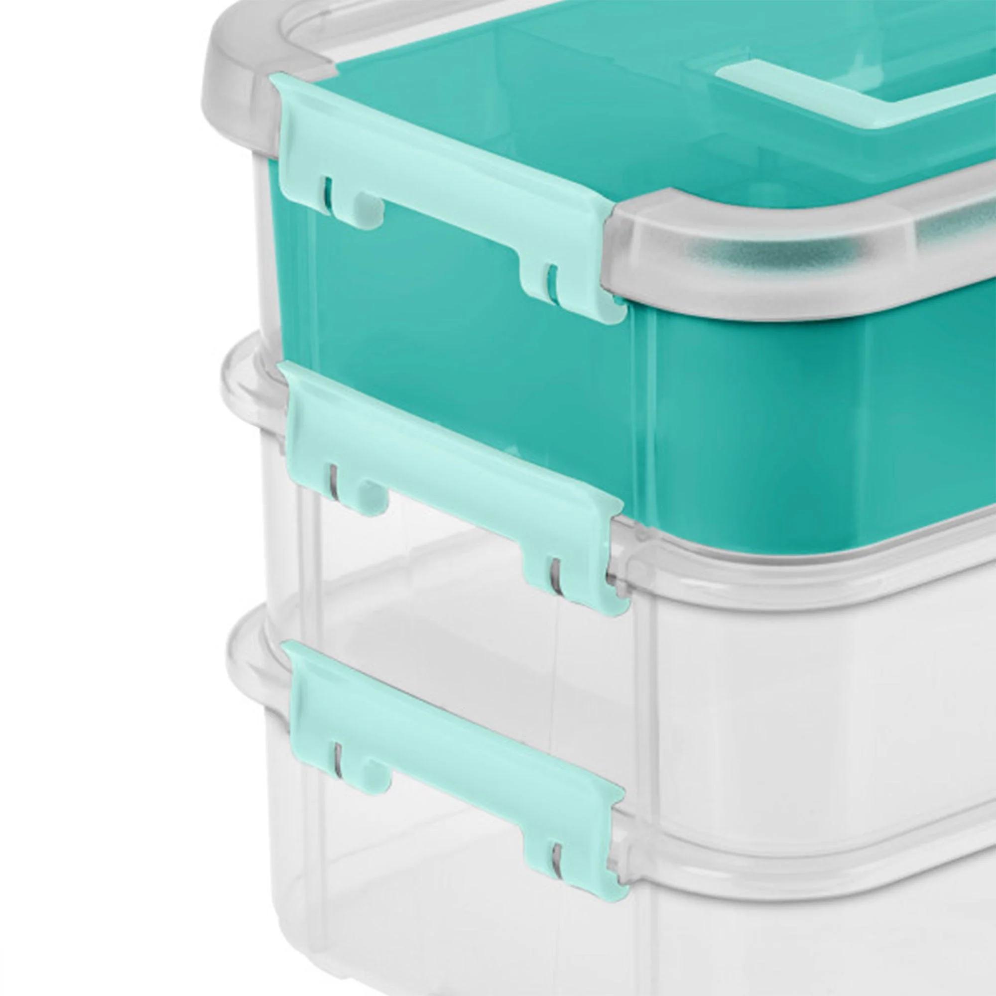 Sterilite Convenient Home 3-Tiered Stack Carry Storage Box, Clear (6 Pack) - Image 11