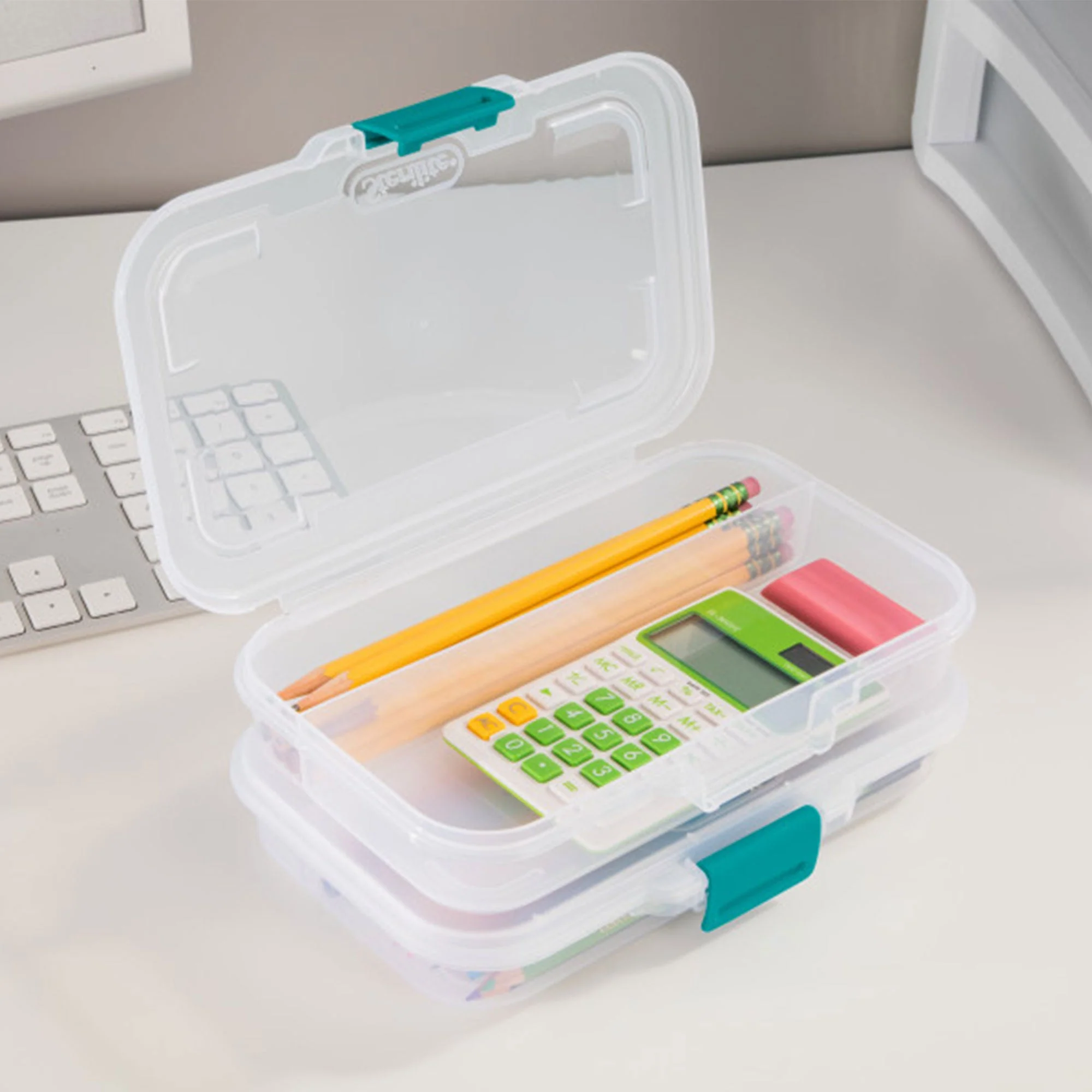 Sterilite Convenient Small Divided Clear Storage Pencil Box & Latch Lid, 12 Pack - Image 11