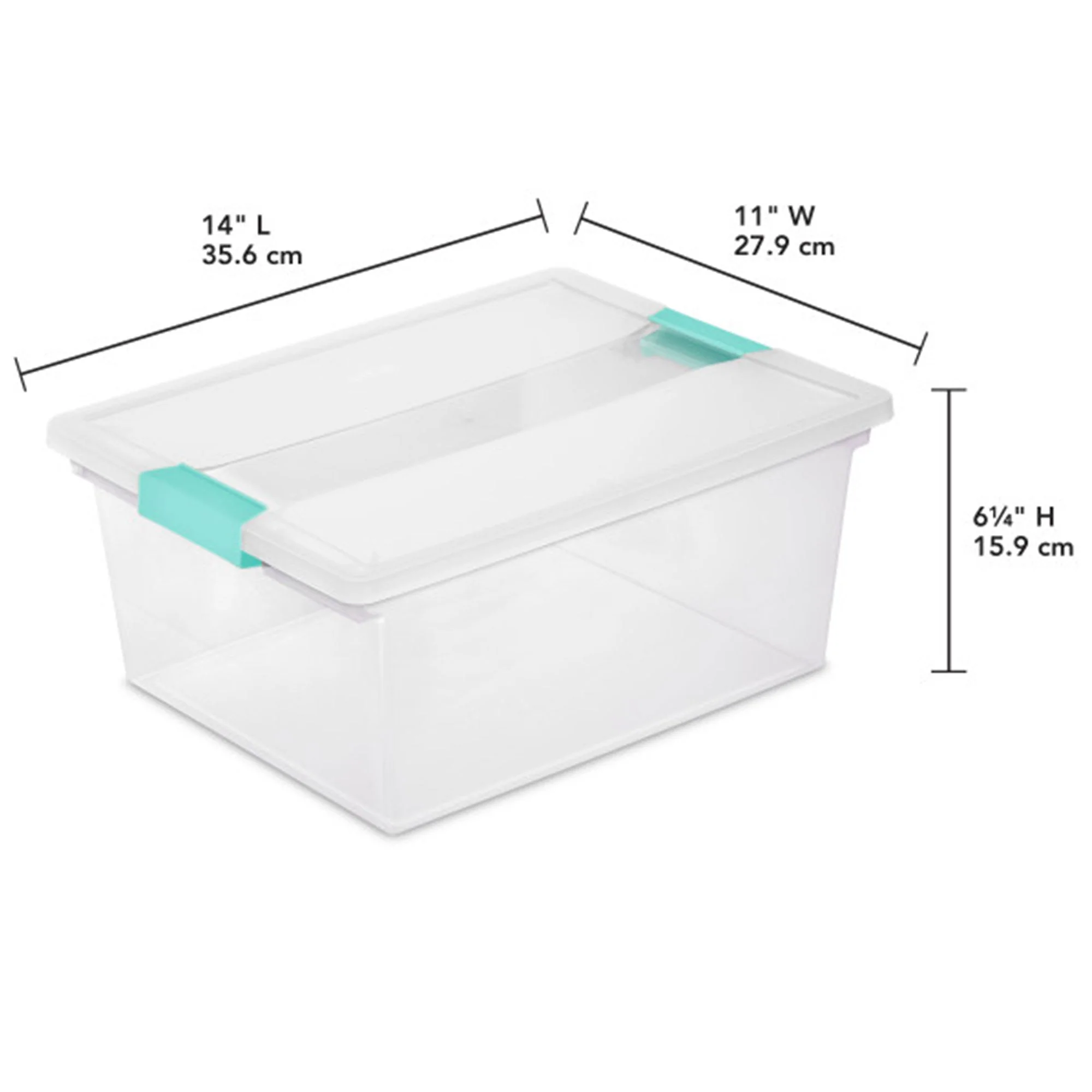 Sterilite Deep Plastic Stackable Storage Bin w/ Clear Latch Lid, Clear (4 Pack) - Image 2