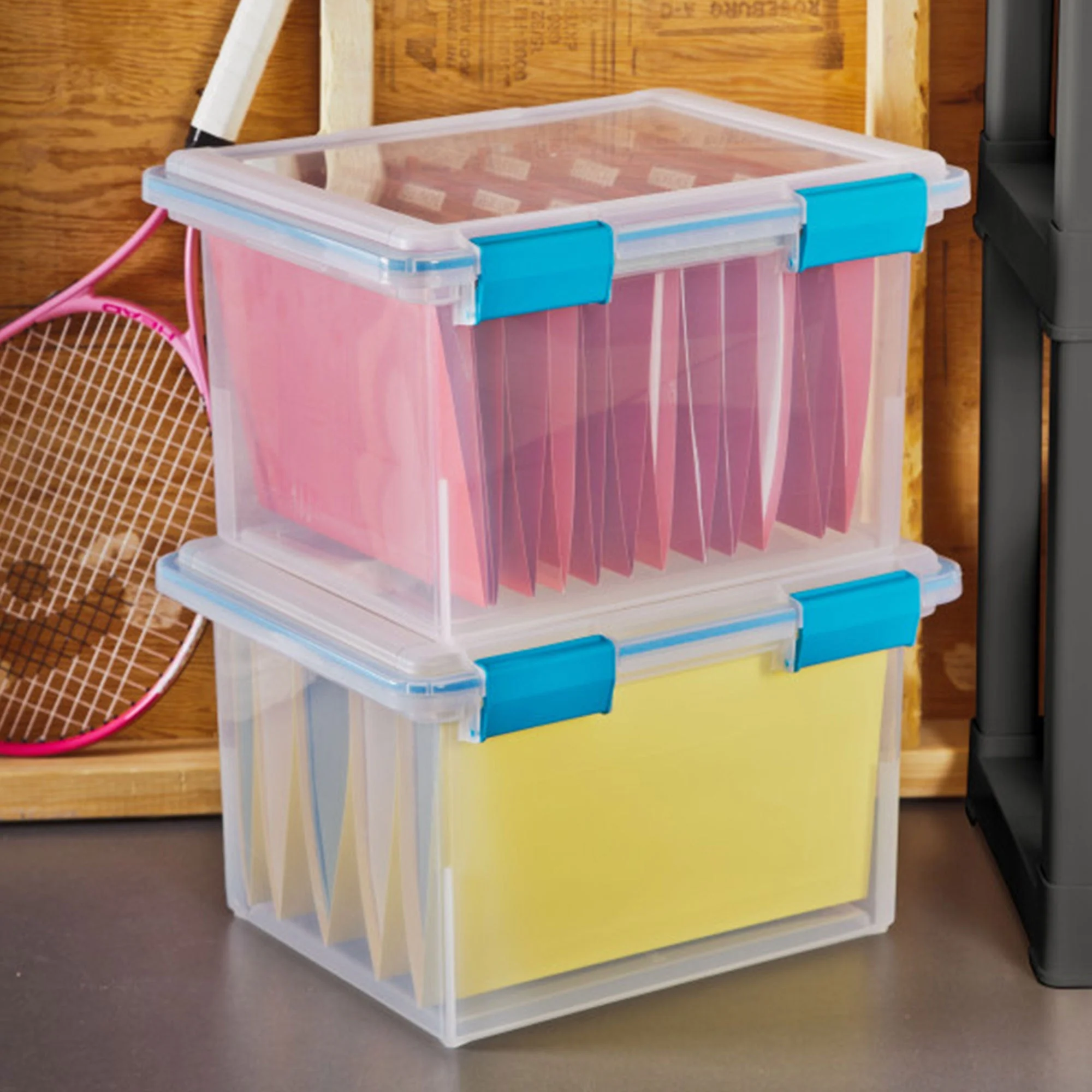 Sterilite Gasket Box, Stackable File Tote Storage Bin with Lid, 32 Quart, 4 Pack - Image 6
