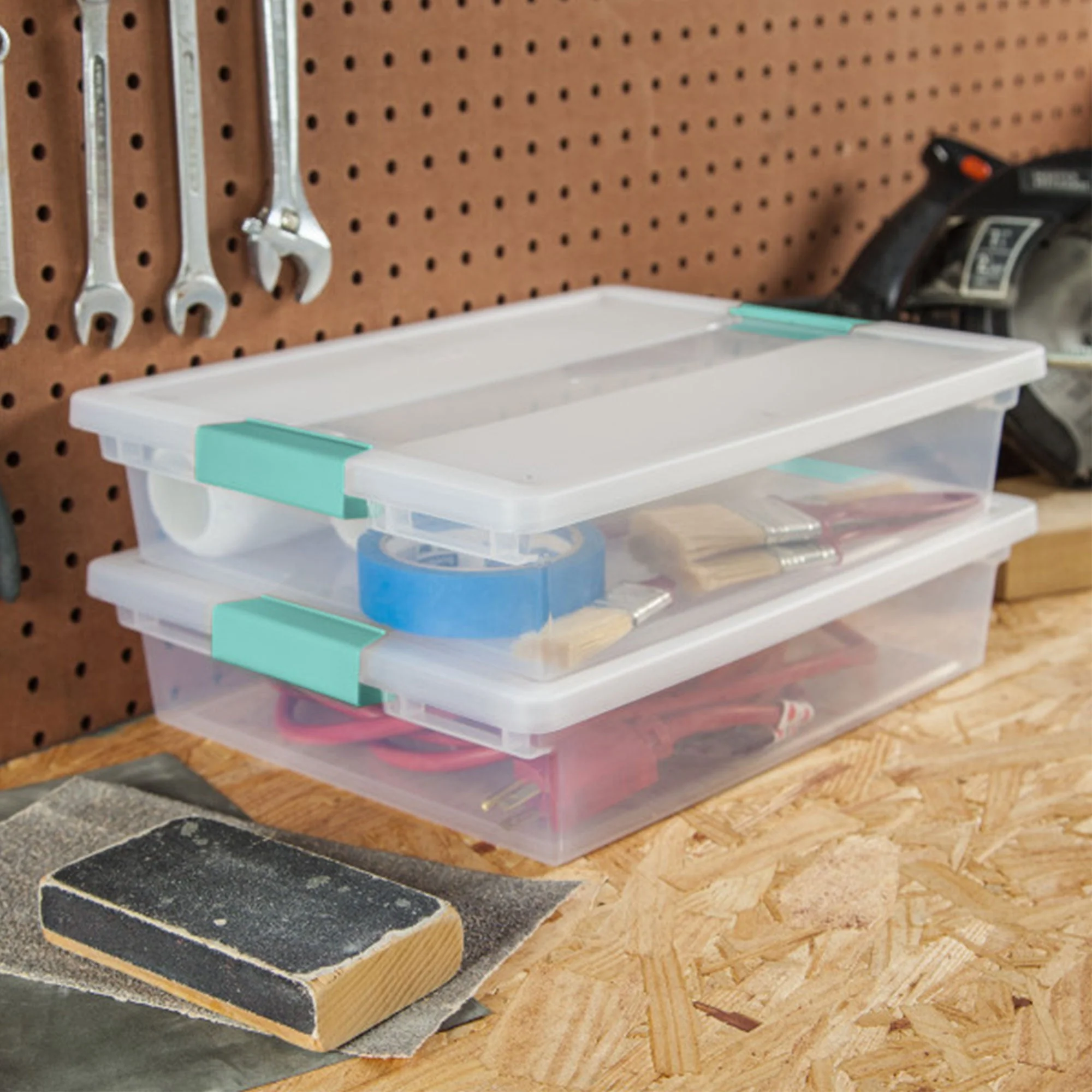 Sterilite Large Clear Plastic Stackable Storage Bin w/ Clear Latch Lid, 18 Pack - Image 4