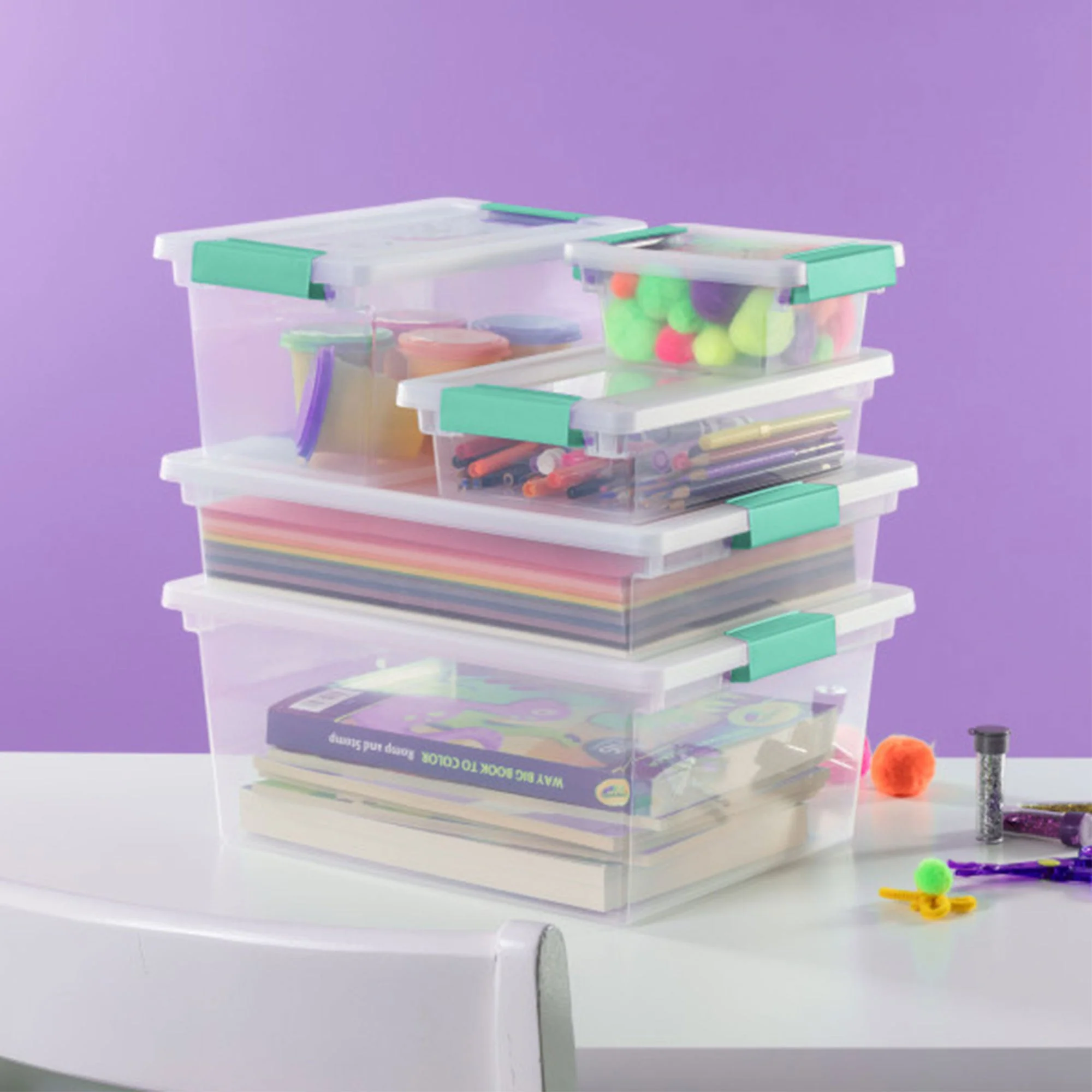 Sterilite Large Clear Plastic Stackable Storage Bin w/ Clear Latch Lid, 18 Pack - Image 7