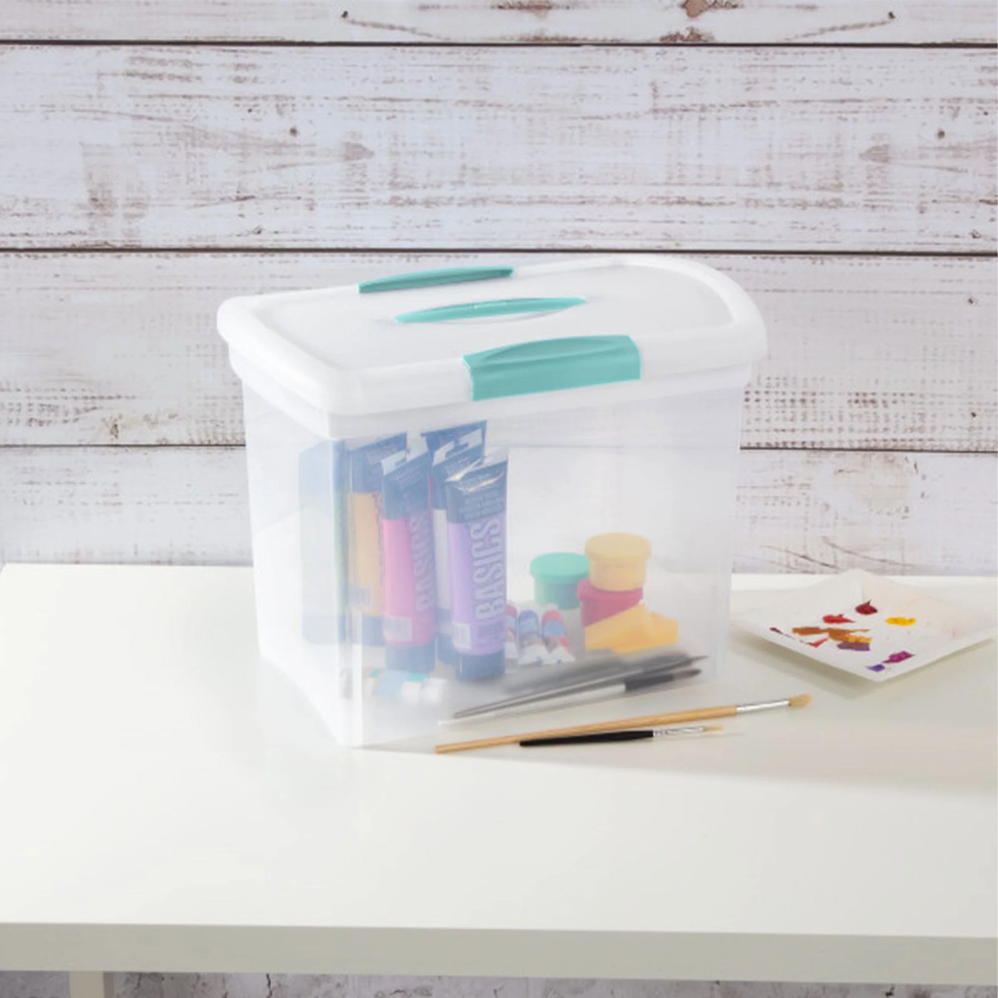 Sterilite Large Nesting ShowOffs Clear File Box w/ Handle and Latches, (12 Pack) - Image 7