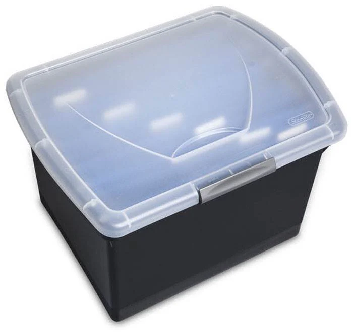 Sterilite Latching Letter Size File Box Clear Lid w/Handle, Black | 18789004 - Image 3