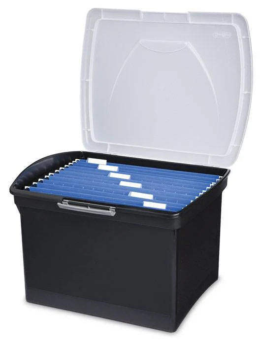 Sterilite Latching Letter Size File Box Clear Lid w/Handle, Black | 18789004 - Image 5