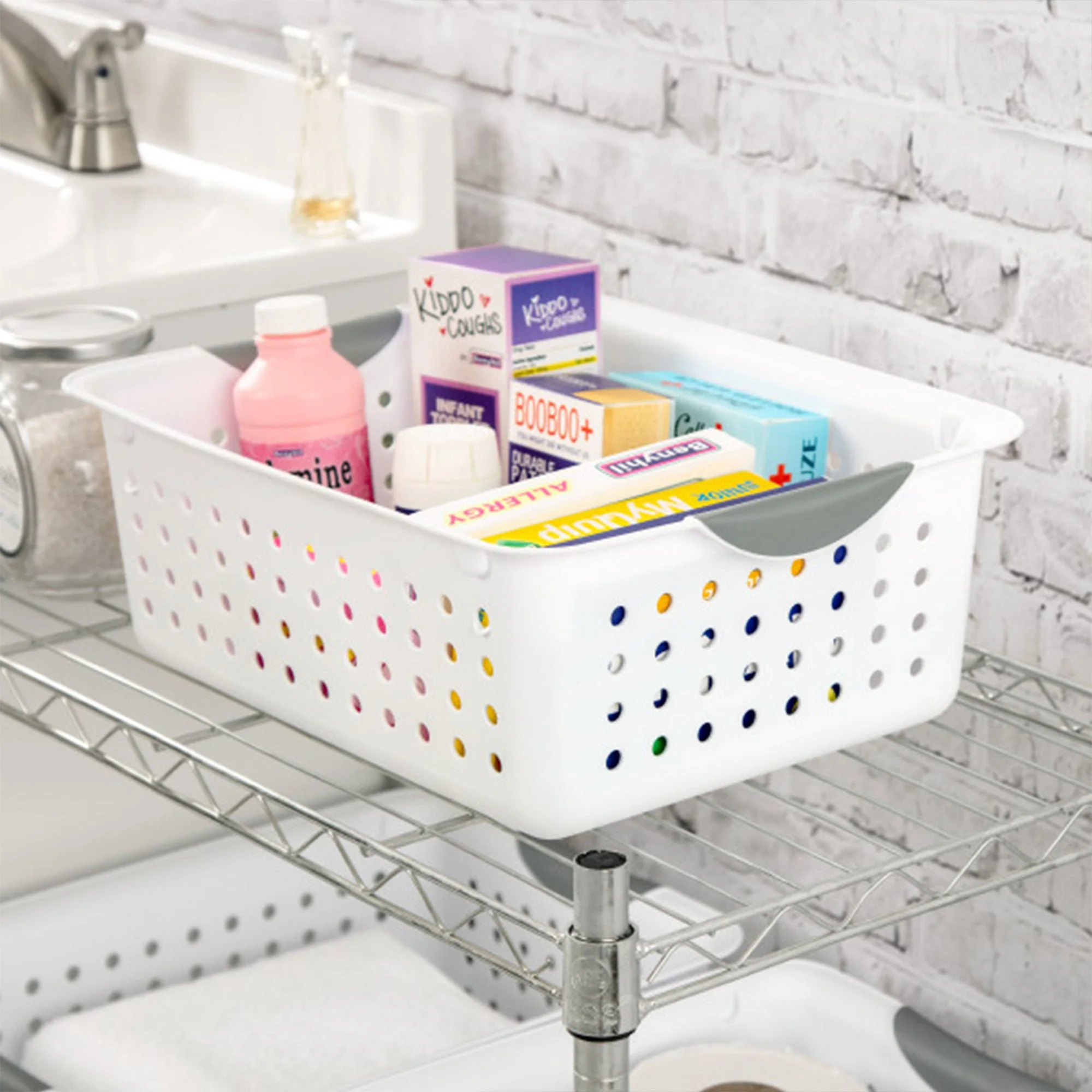 Sterilite Medium Ultra Plastic Storage Organizer Basket with Handles, (6 Pack) - Image 7