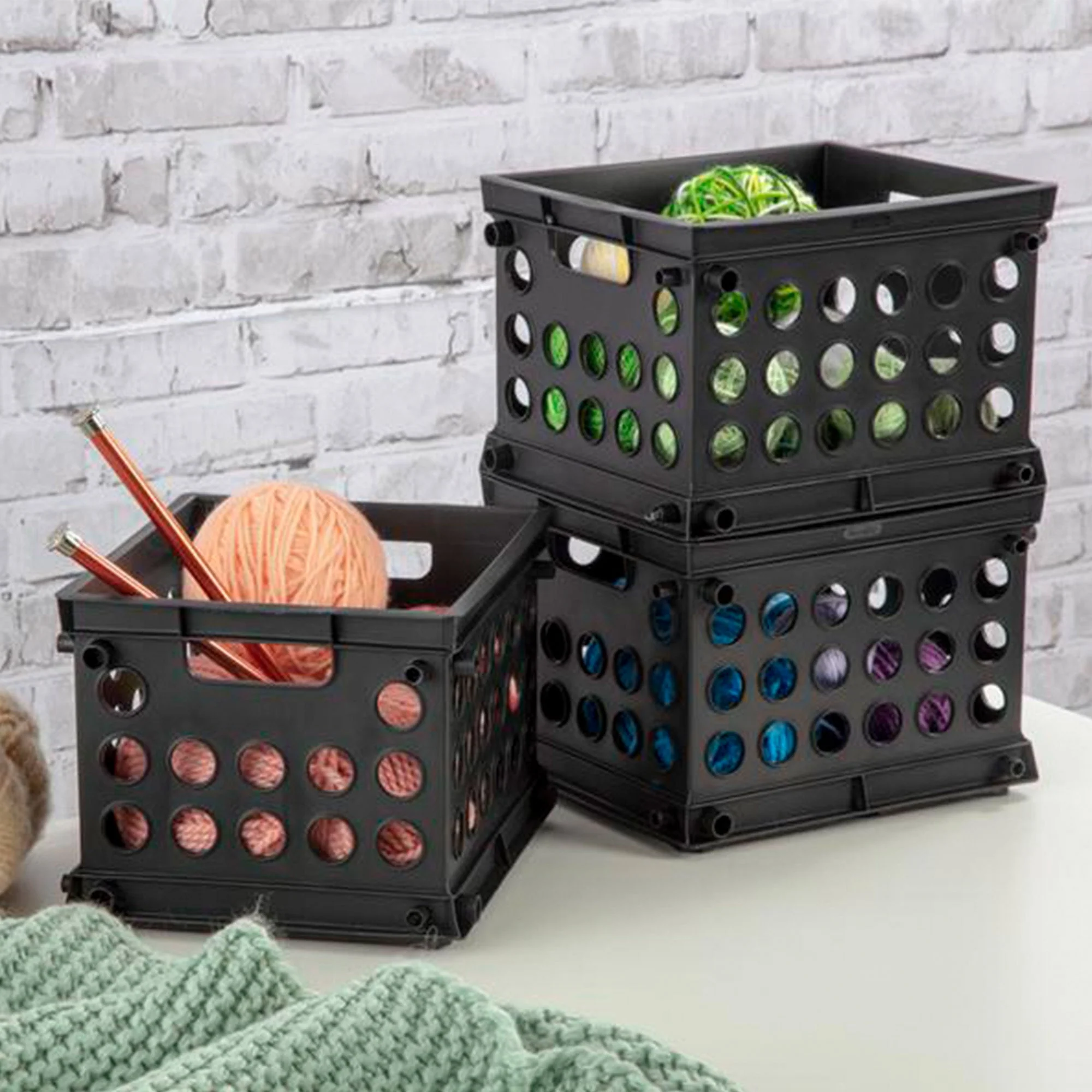 Sterilite Mini Crate Stackable Plastic Storage Bin Organizer w/ Handles, 12 Pack - Image 5