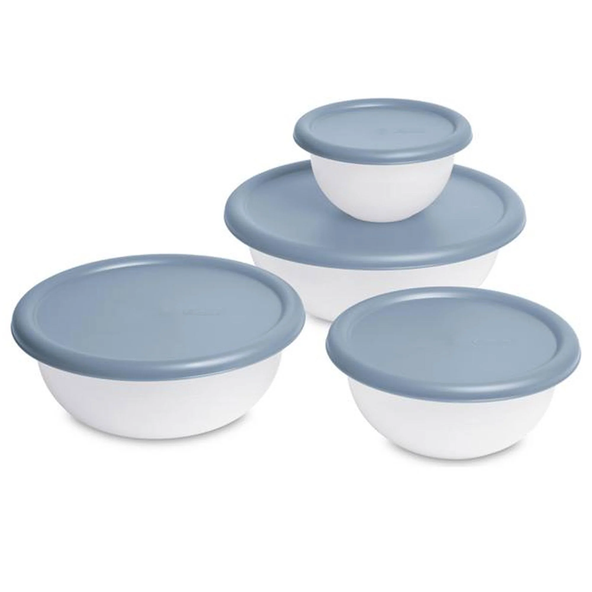 Sterilite Nesting Mixing Covered Bowl Set with Lids, Washed Blue (Set of 18) - Image 2