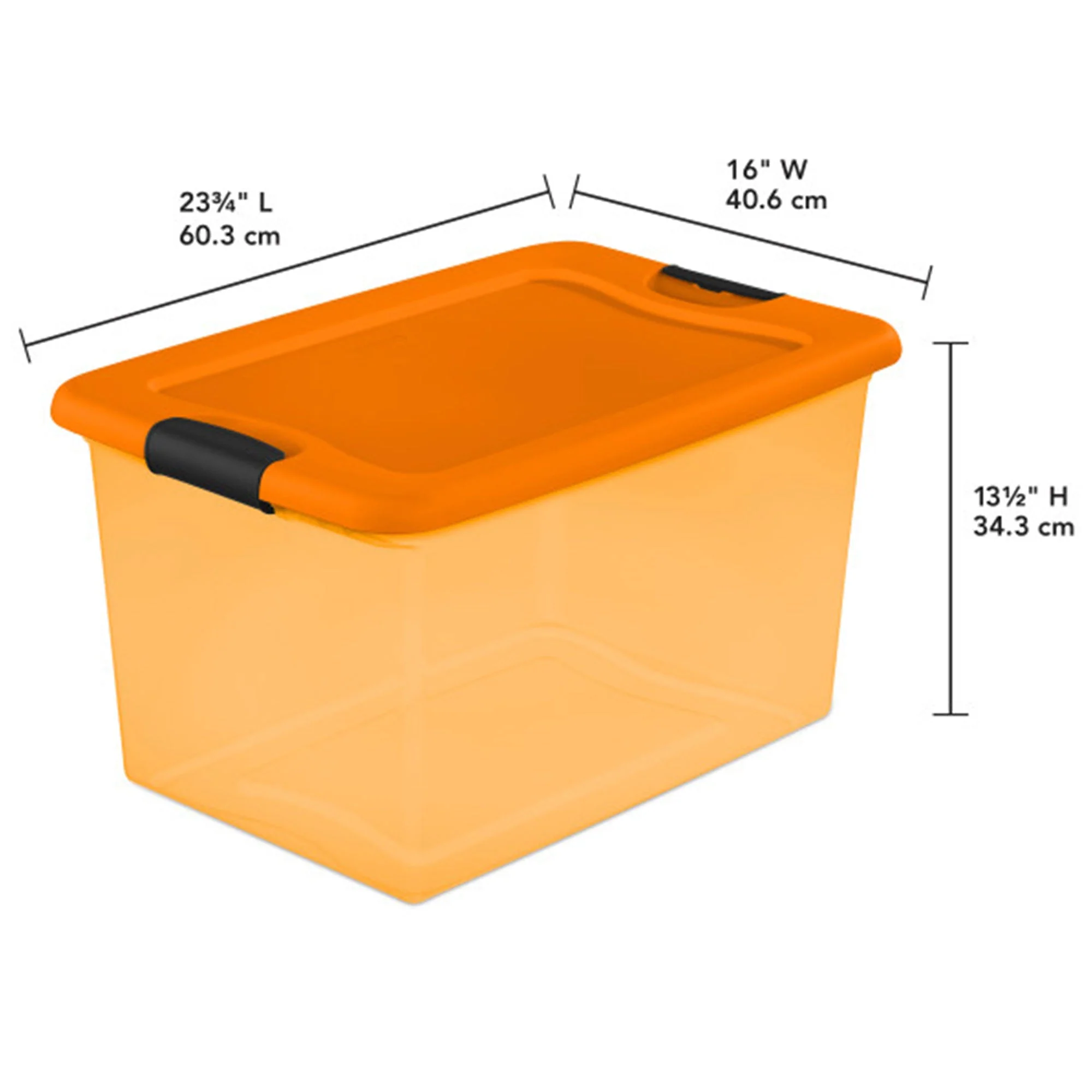 Sterilite Orange 64 Quart Latching Plastic Storage Box Container Tote (12 Pack) - Image 2