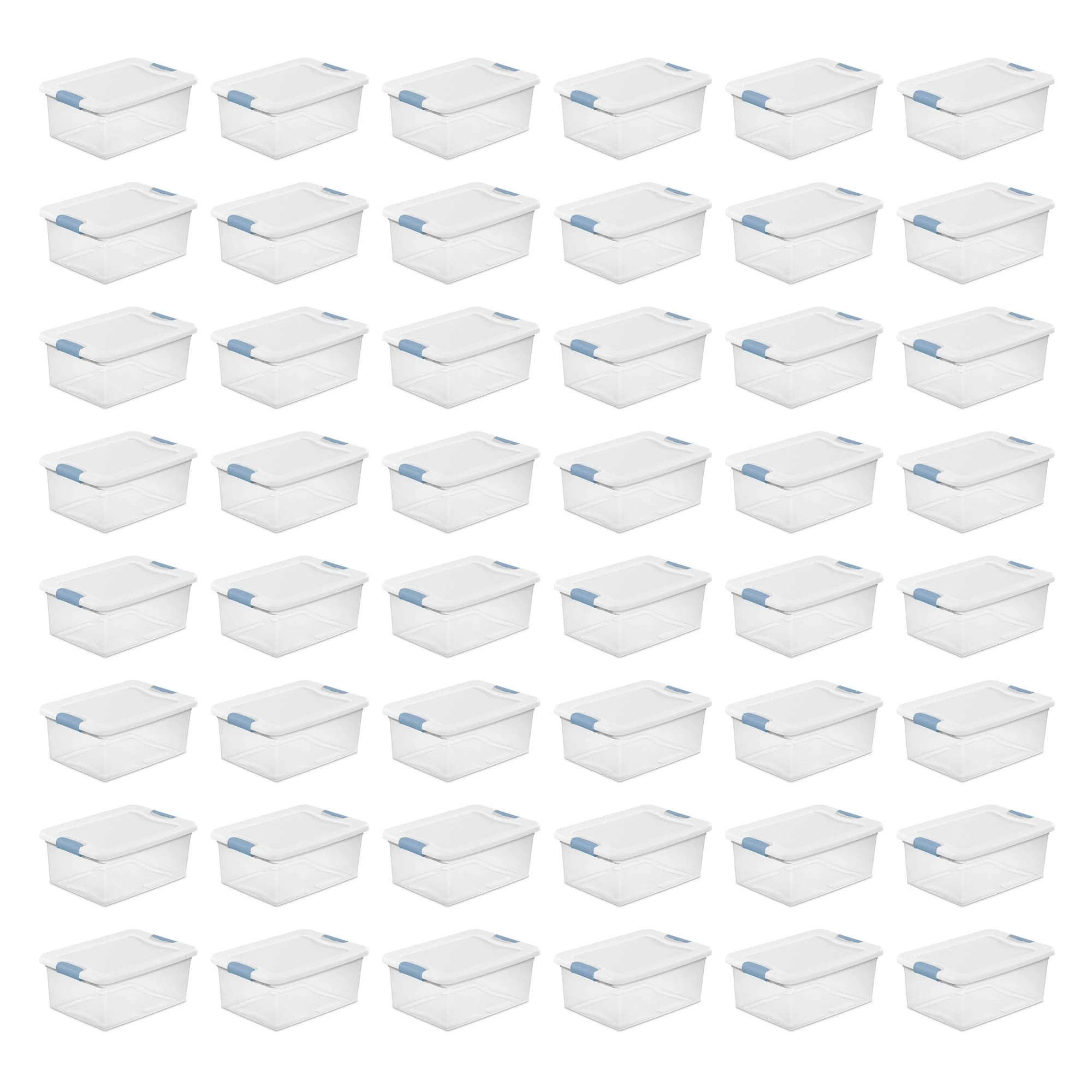 Sterilite Plastic 15 Quart Storage Box Container with Latching Lid, 48 Pack