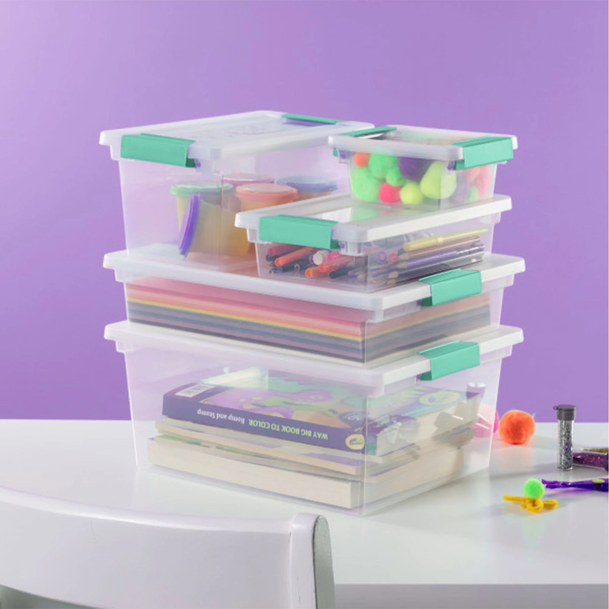 Sterilite Plastic Medium Clip Storage Box Container with Latching Lid, 8 Pack - Image 12