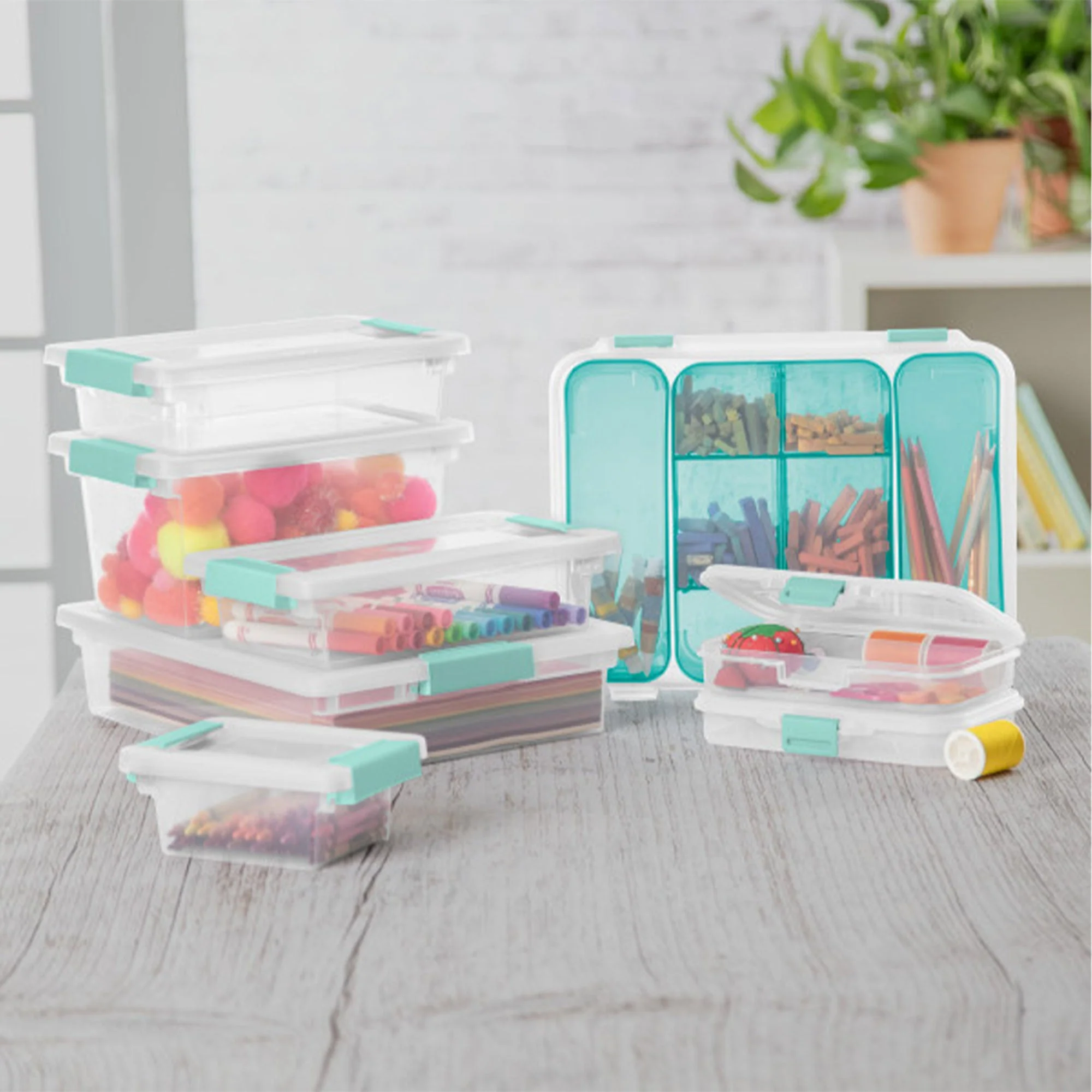 Sterilite Plastic Medium Clip Storage Box Container with Latching Lid, 8 Pack - Image 5