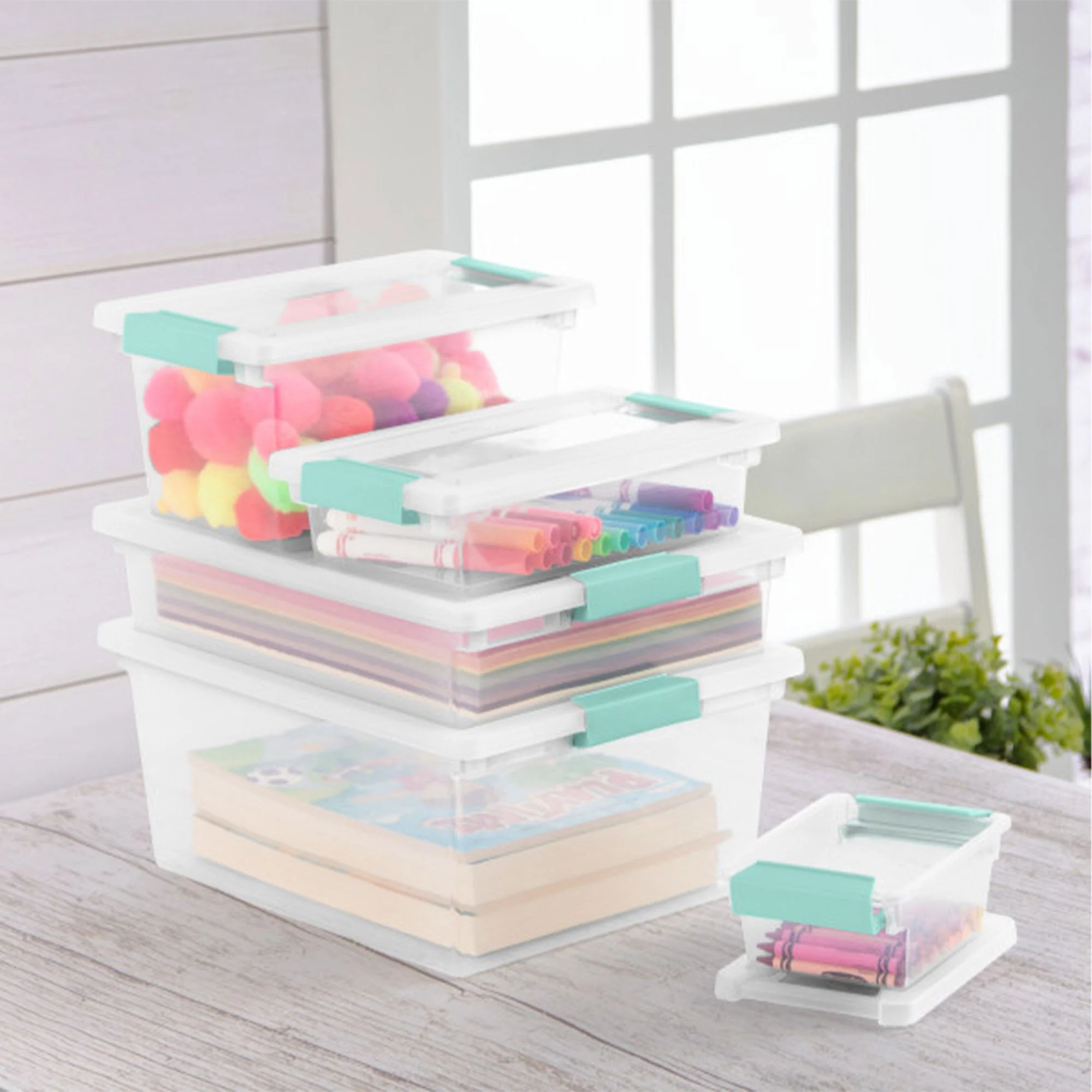 Sterilite Plastic Medium Clip Storage Box Container with Latching Lid, 8 Pack - Image 6
