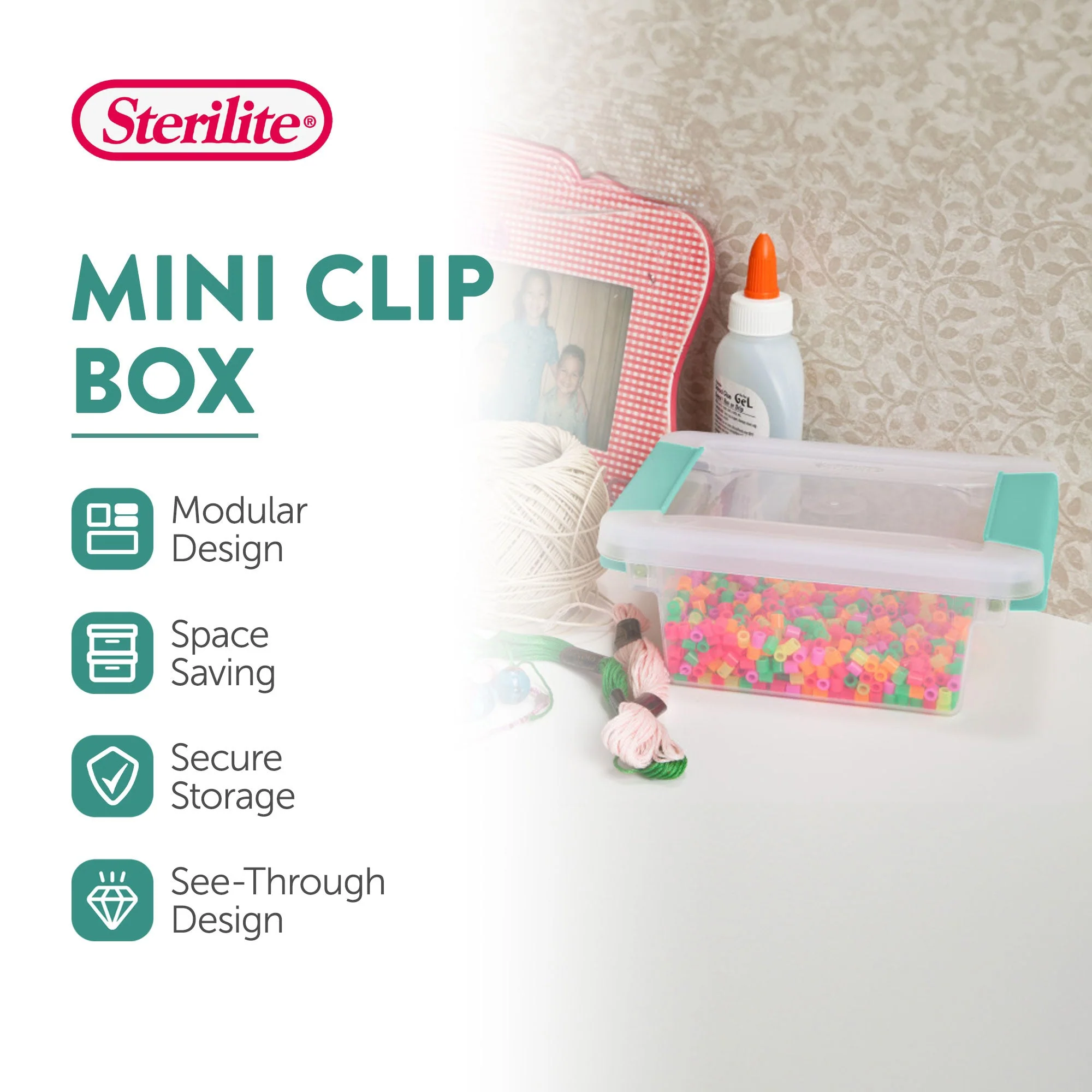 Sterilite Plastic Mini Clip Storage Box Container with Latching Lid, 18 Pack - Image 2