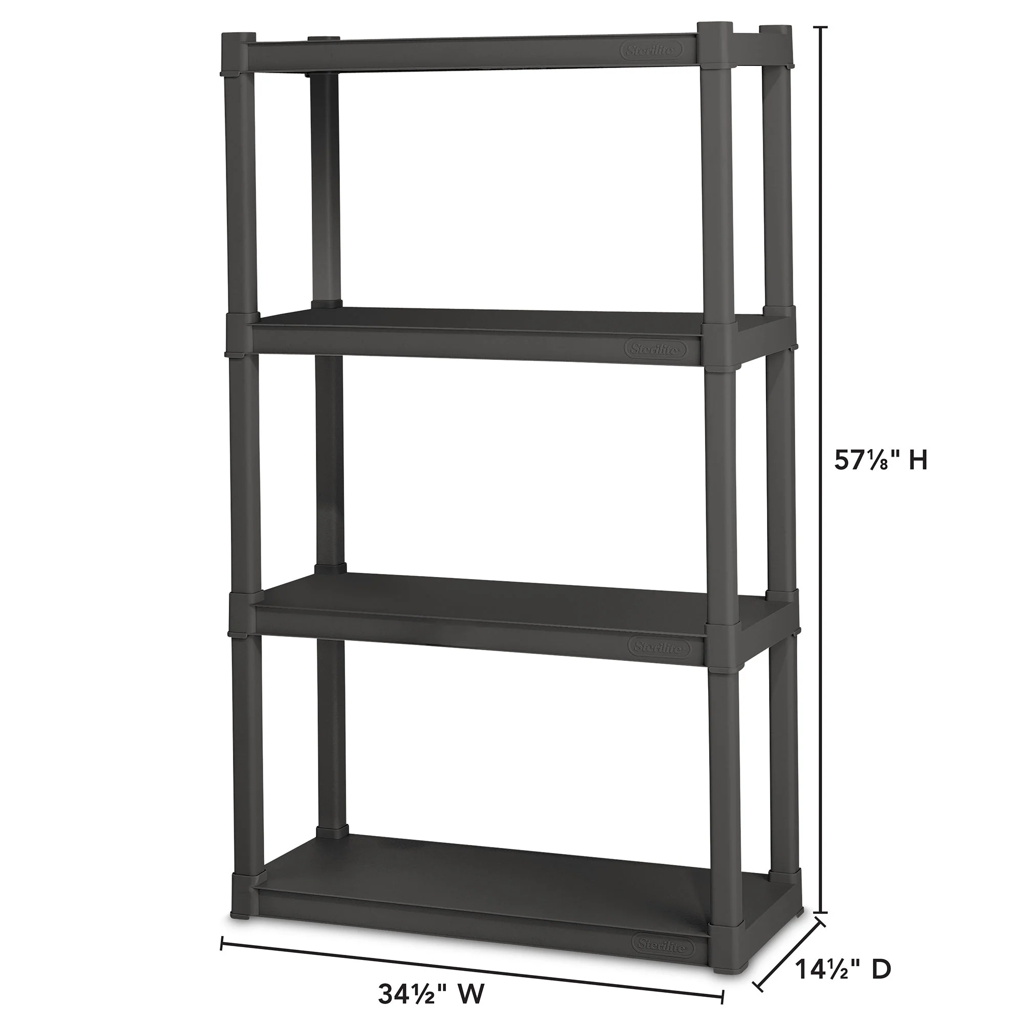 Sterilite Plastic Shelf Storage Organizing Unit with 4 Shelves, Gray, 3 Pack - Image 3