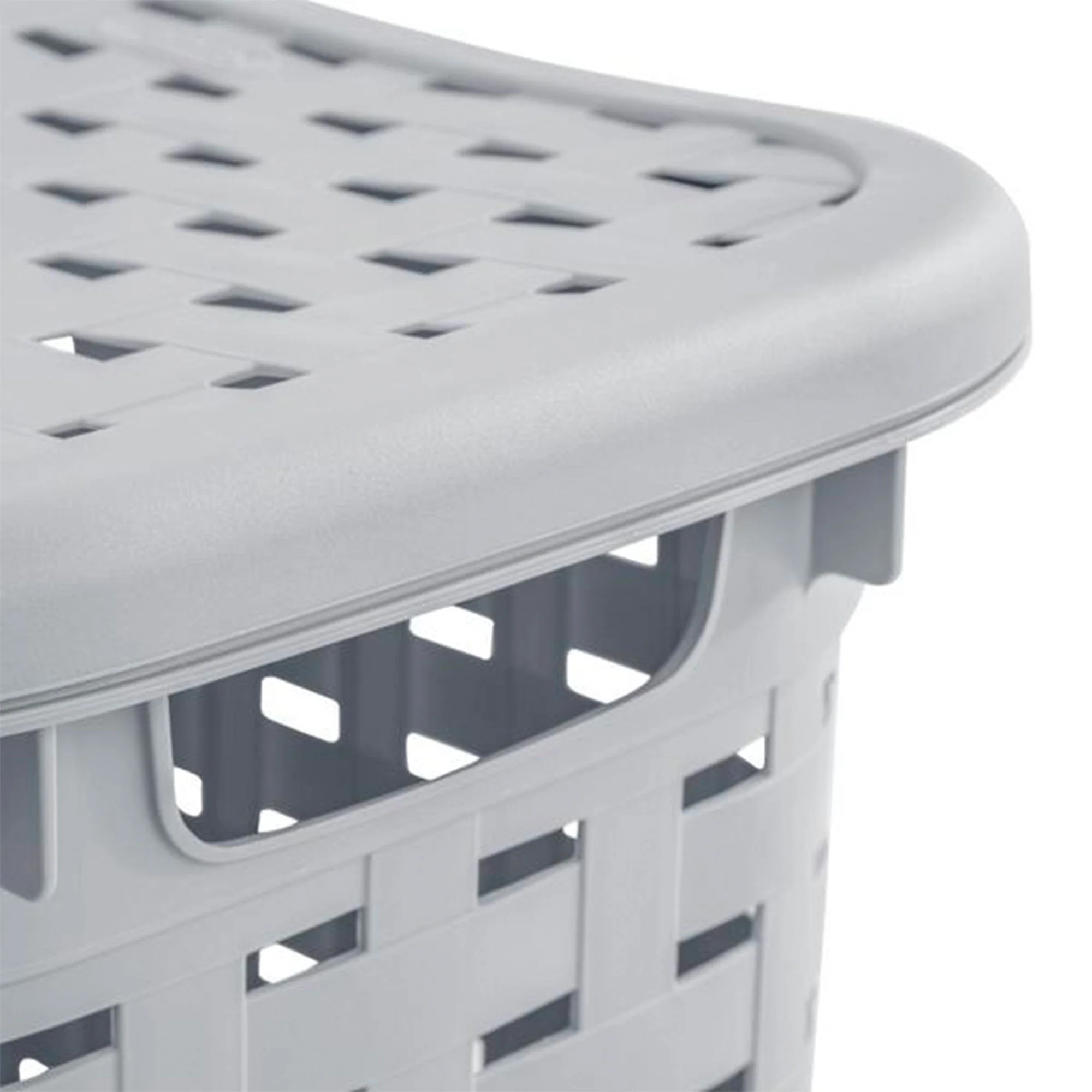Sterilite Plastic Weave Laundry Hamper Slim Clothes Lidded Basket, Gray, 12-Pack - Image 9