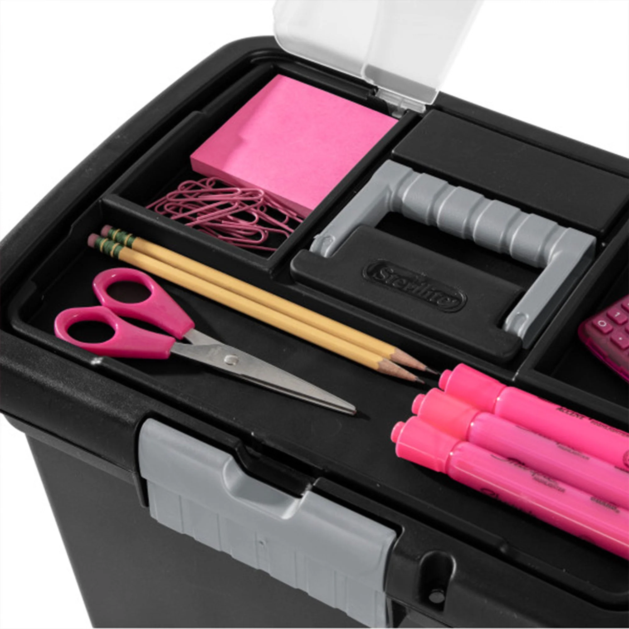 Sterilite Portable Lockable File Box w/ Extra Compartment & Handle (4 Pack) - Image 8