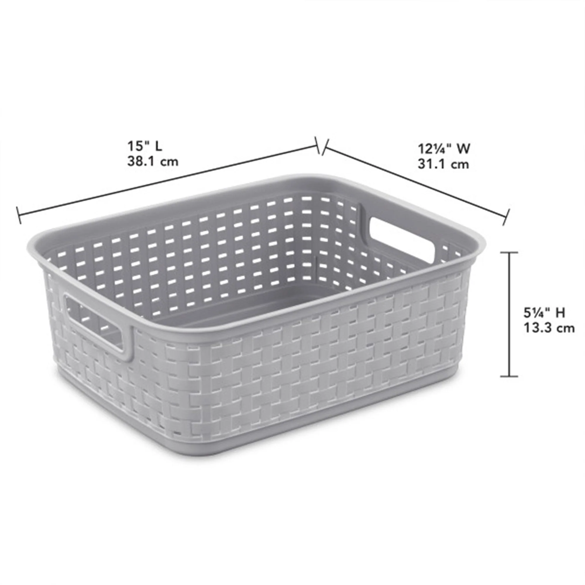 Sterilite Short Weave Wicker Pattern Storage Container Basket, Gray (18 Pack) - Image 2