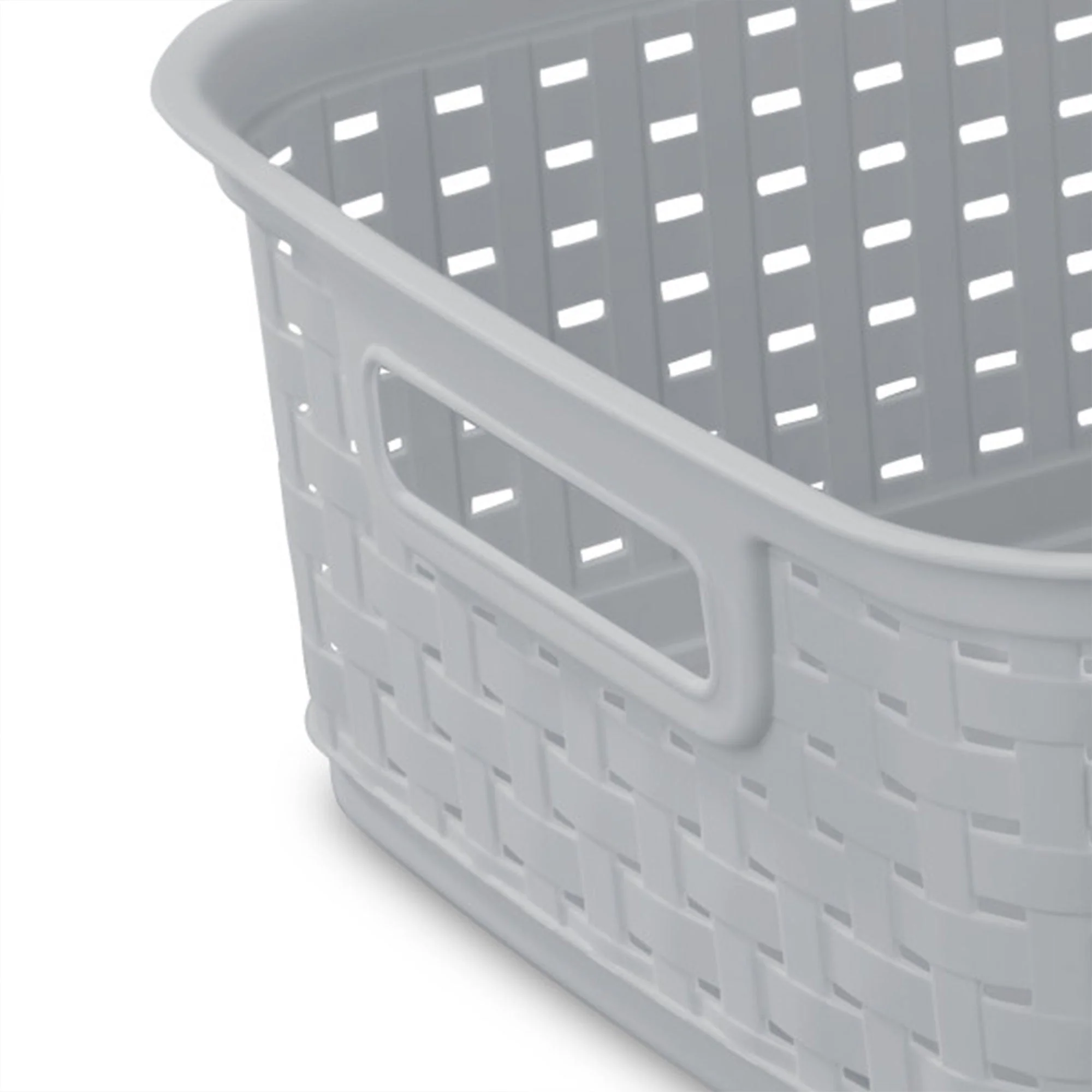 Sterilite Short Weave Wicker Pattern Storage Container Basket, Gray (18 Pack) - Image 8