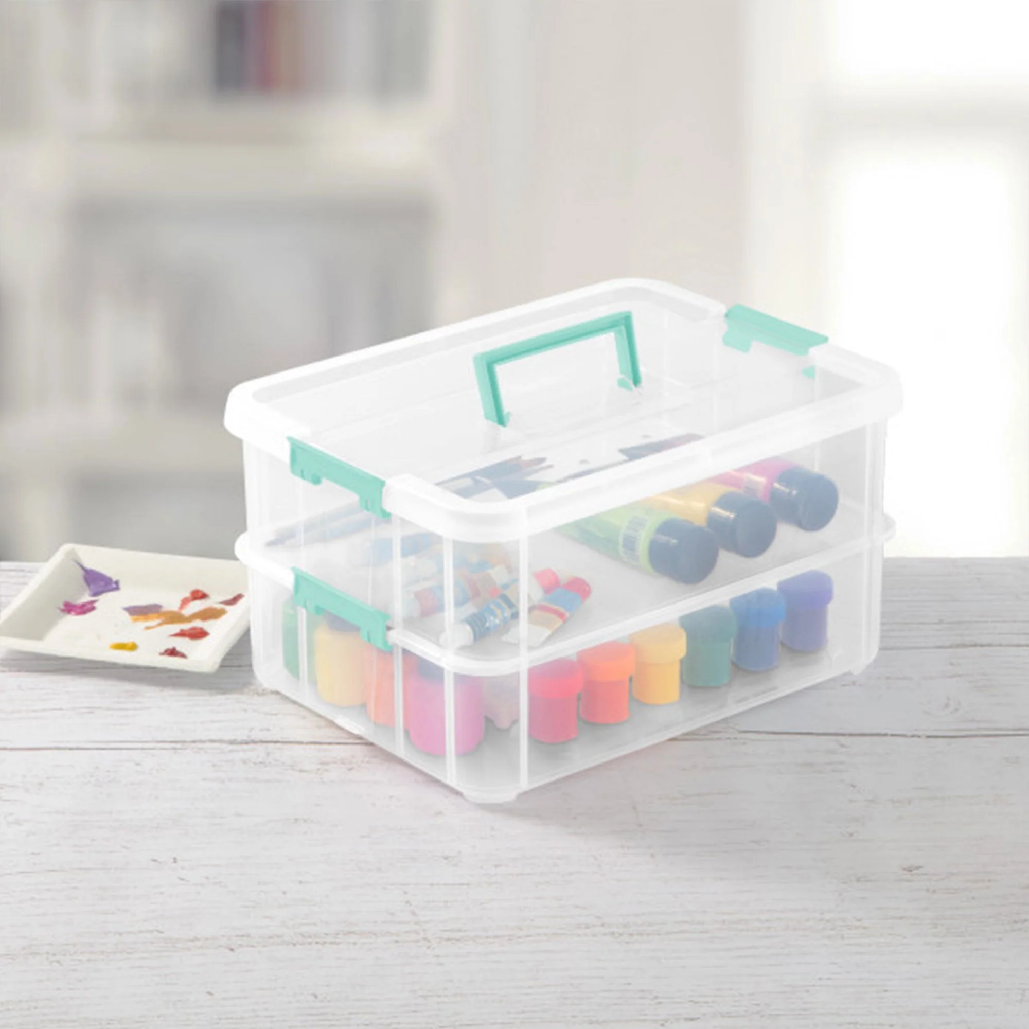 Sterilite Stack and Carry 2 Layer Handle Box Stackable Storage Container, 4 Pack - Image 5
