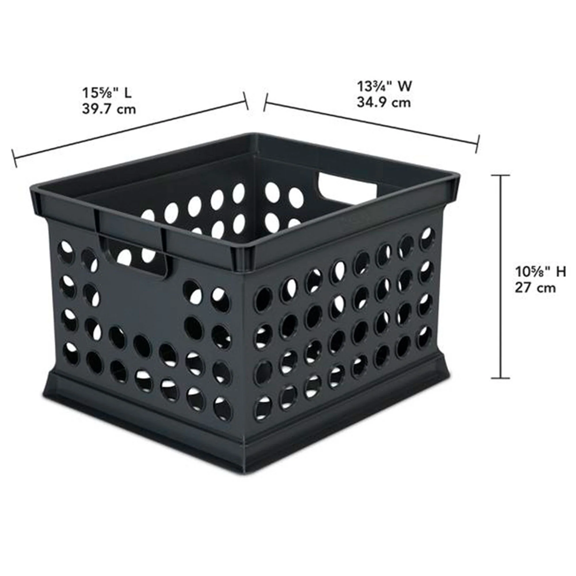 Sterilite Stackable Plastic Storage Open Crate Bin Organizer Box, Black, 12 Pack - Image 4