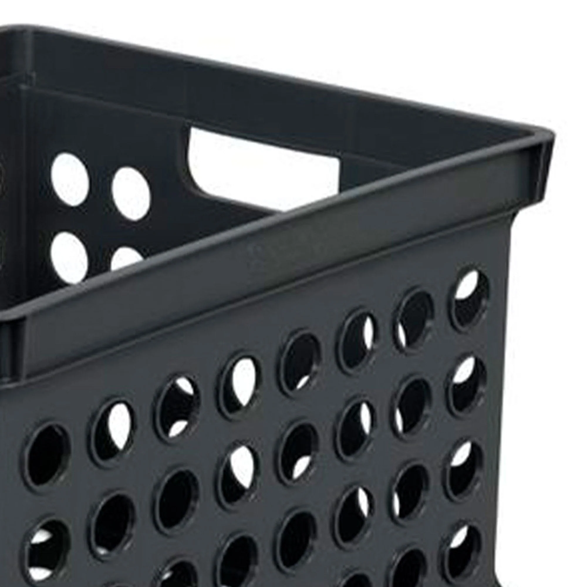 Sterilite Stackable Plastic Storage Open Crate Bin Organizer Box, Black (6 Pack) - Image 9