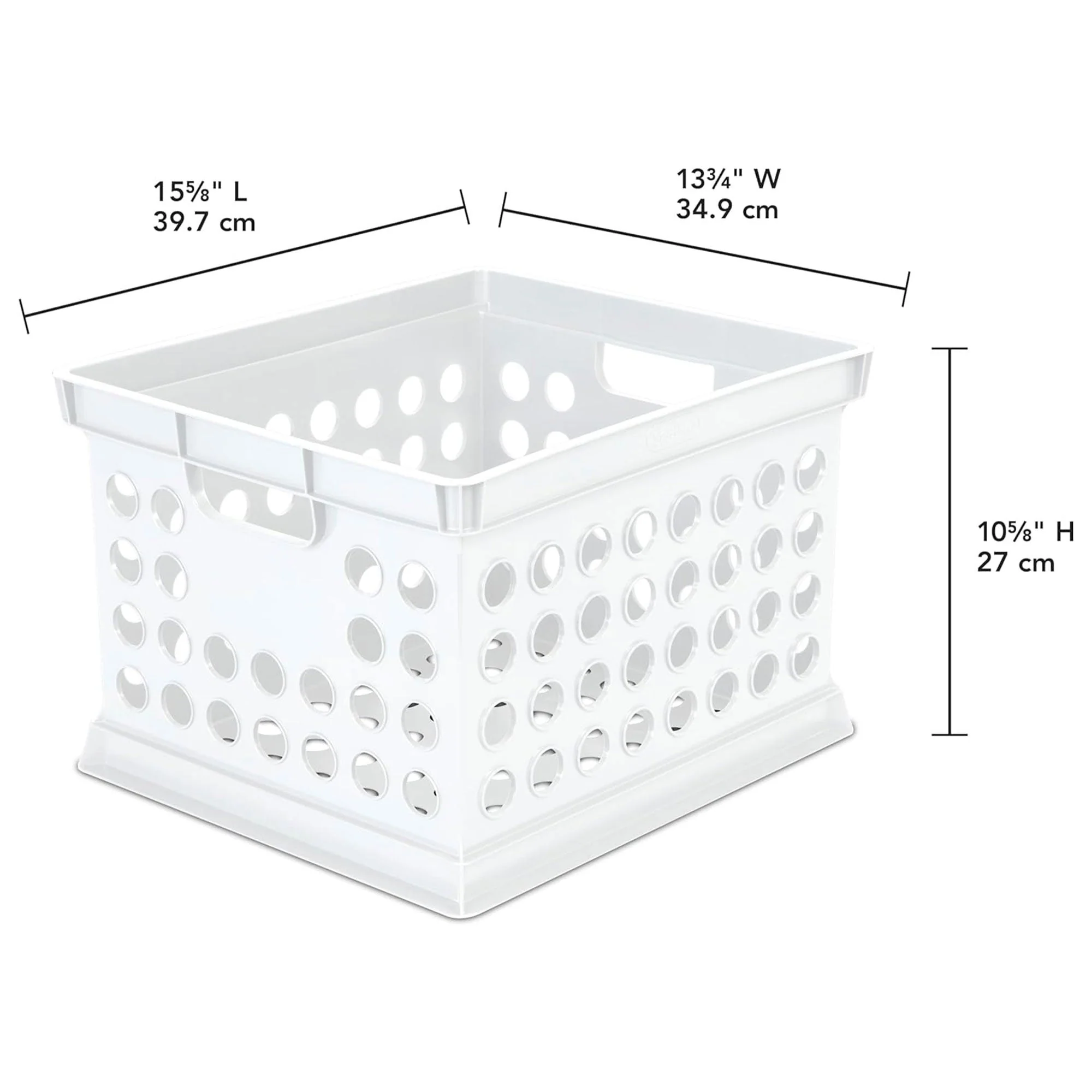 Sterilite Stackable Plastic Storage Open Crate Bin Organizer Box, White, 18-Pack - Image 2