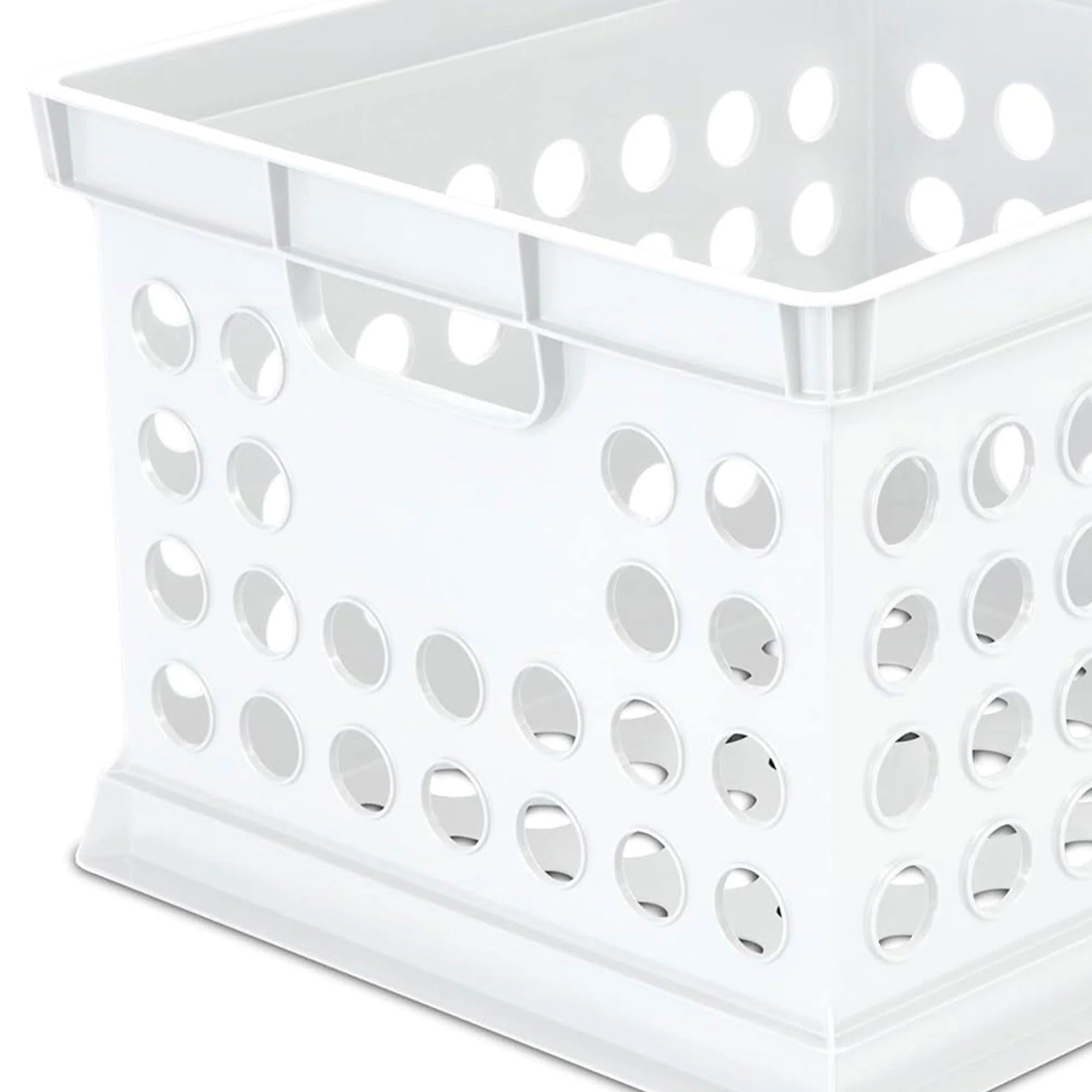 Sterilite Stackable Plastic Storage Open Crate Bin Organizer Box, White, 18-Pack - Image 7