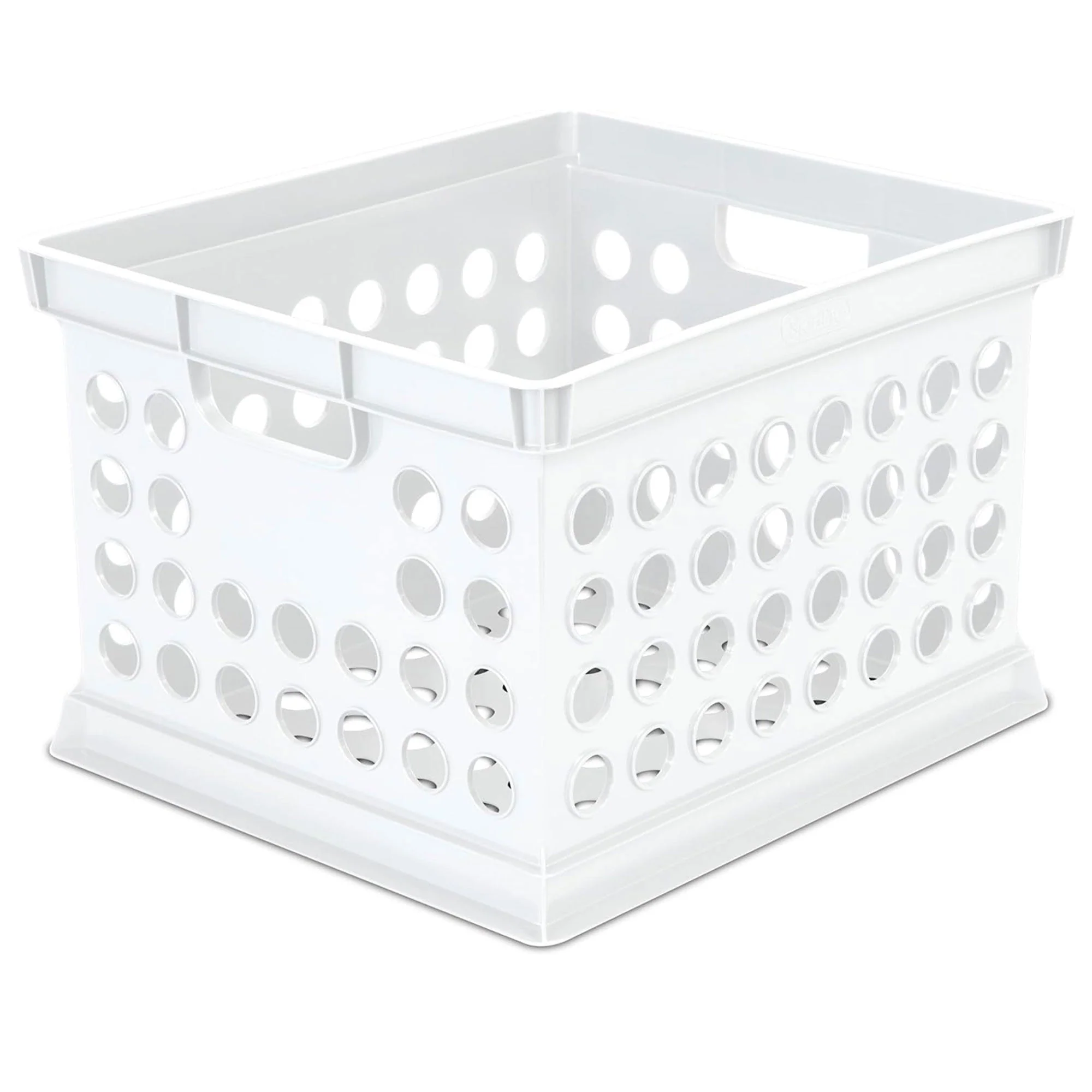 Sterilite Stackable Plastic Storage Open Crate Bin Organizer Box, White, 6-Pack - Image 6