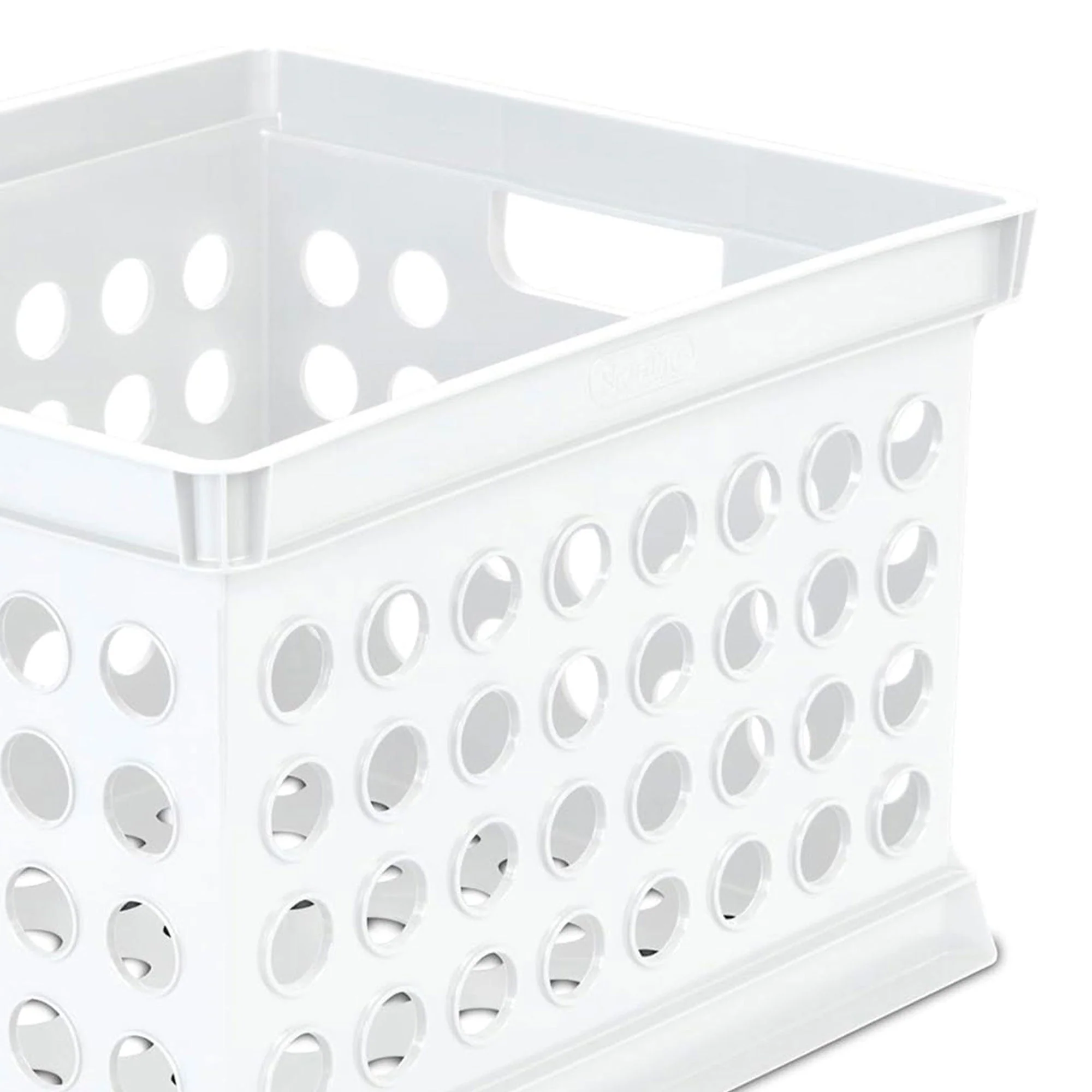 Sterilite Stackable Plastic Storage Open Crate Bin Organizer Box, White, 6-Pack - Image 8