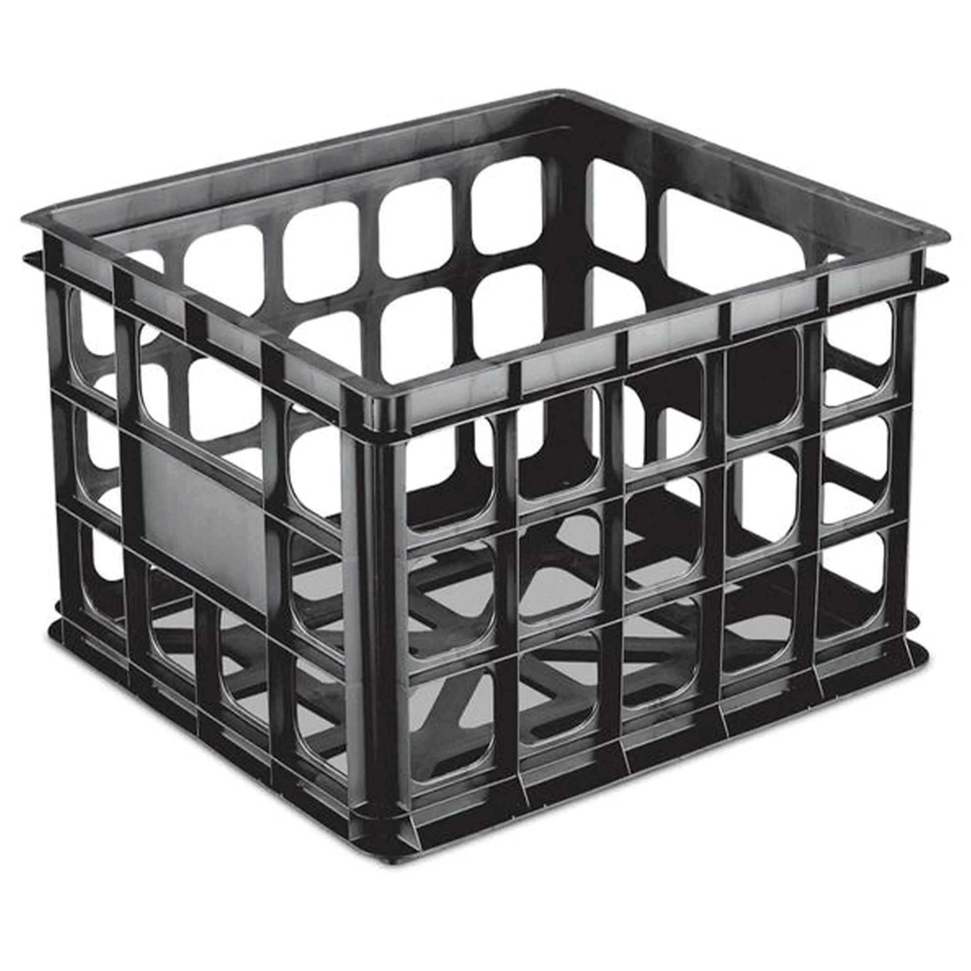 Sterilite Storage Crate, Stackable Plastic Bin Open Basket with Handles, 6 Pack