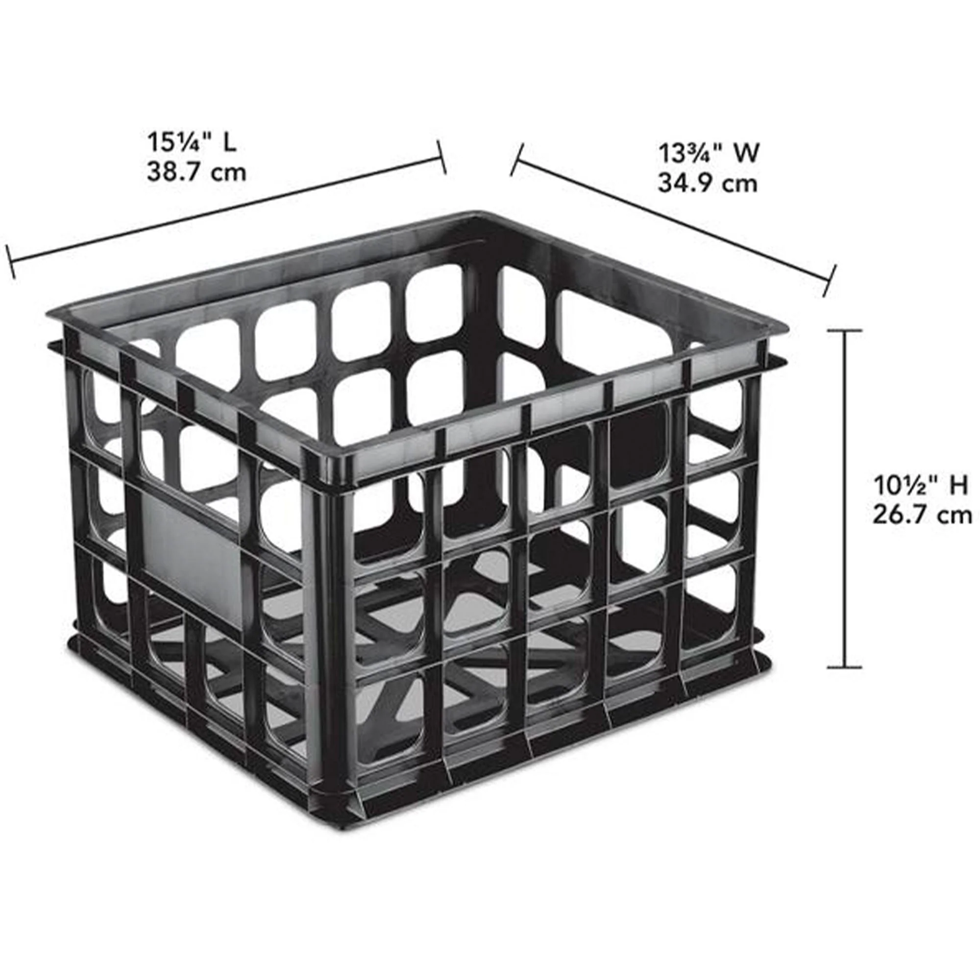 Sterilite Storage Crate, Stackable Plastic Bin Open Basket with Handles, 6 Pack - Image 2