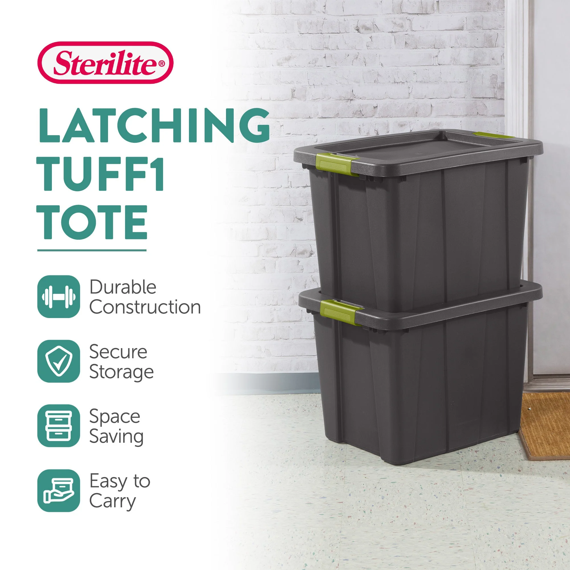 Sterilite Tuff1 Latching 18 Gallon Plastic Storage Container & Lid (18 Pack) - Image 3