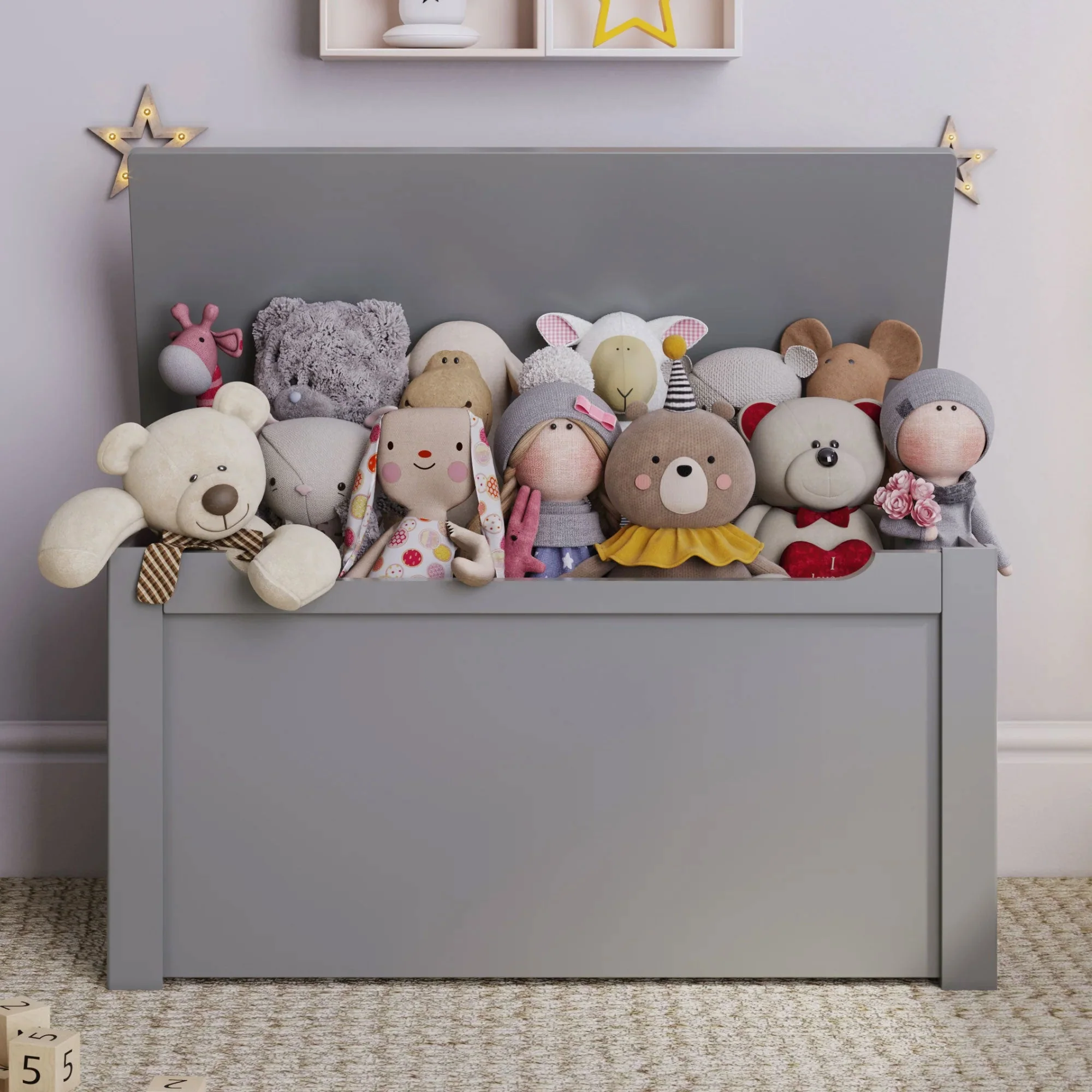 Sturdis Wooden Toy Box Stylish and Spacious Storage for Home Organization, Gray - Image 7