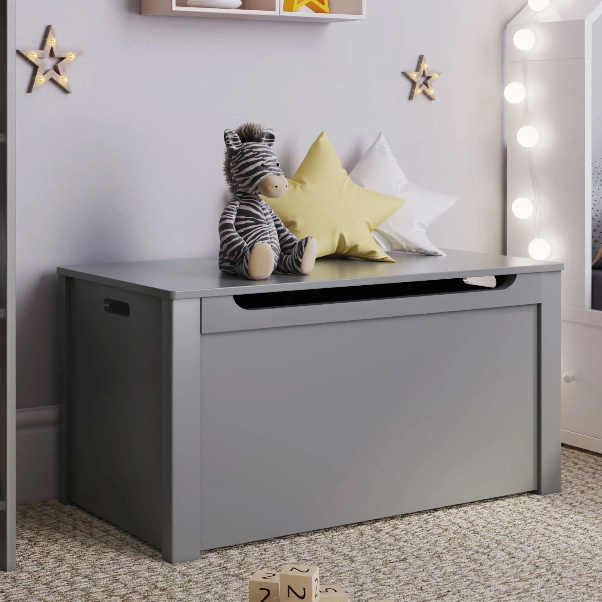 Sturdis Wooden Toy Box Stylish and Spacious Storage for Home Organization, Gray - Image 8