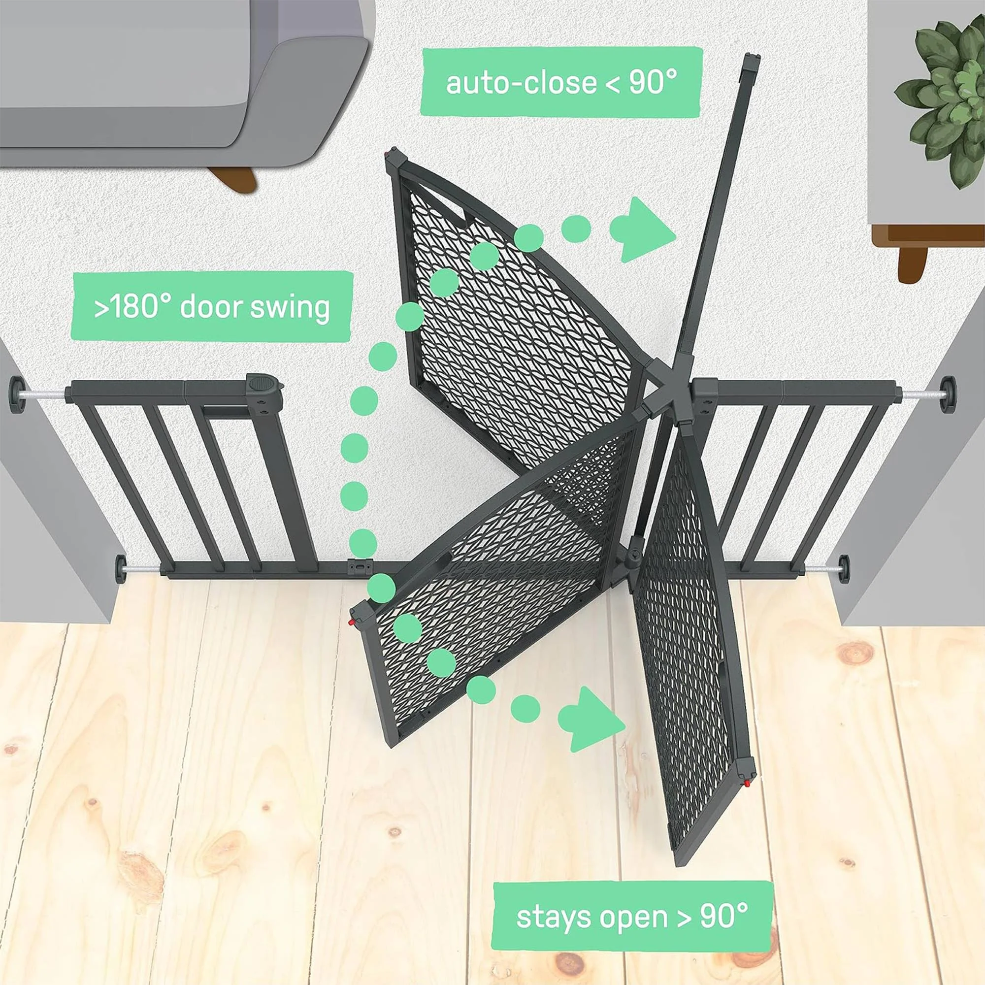 Summer Infant 30 Inch Modern Home Walk Thru Auto Close Pet and Baby Gate, Gray - Image 5