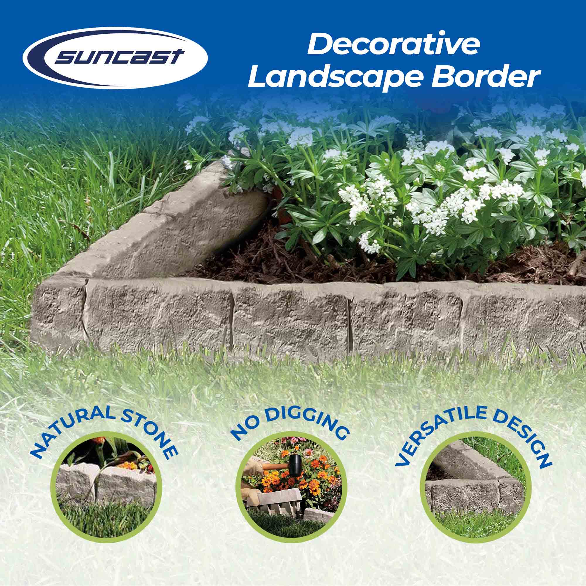 Suncast 10 Piece Landscape Design Border Decorative Rock Stone Edging (8 Pack) - Image 3