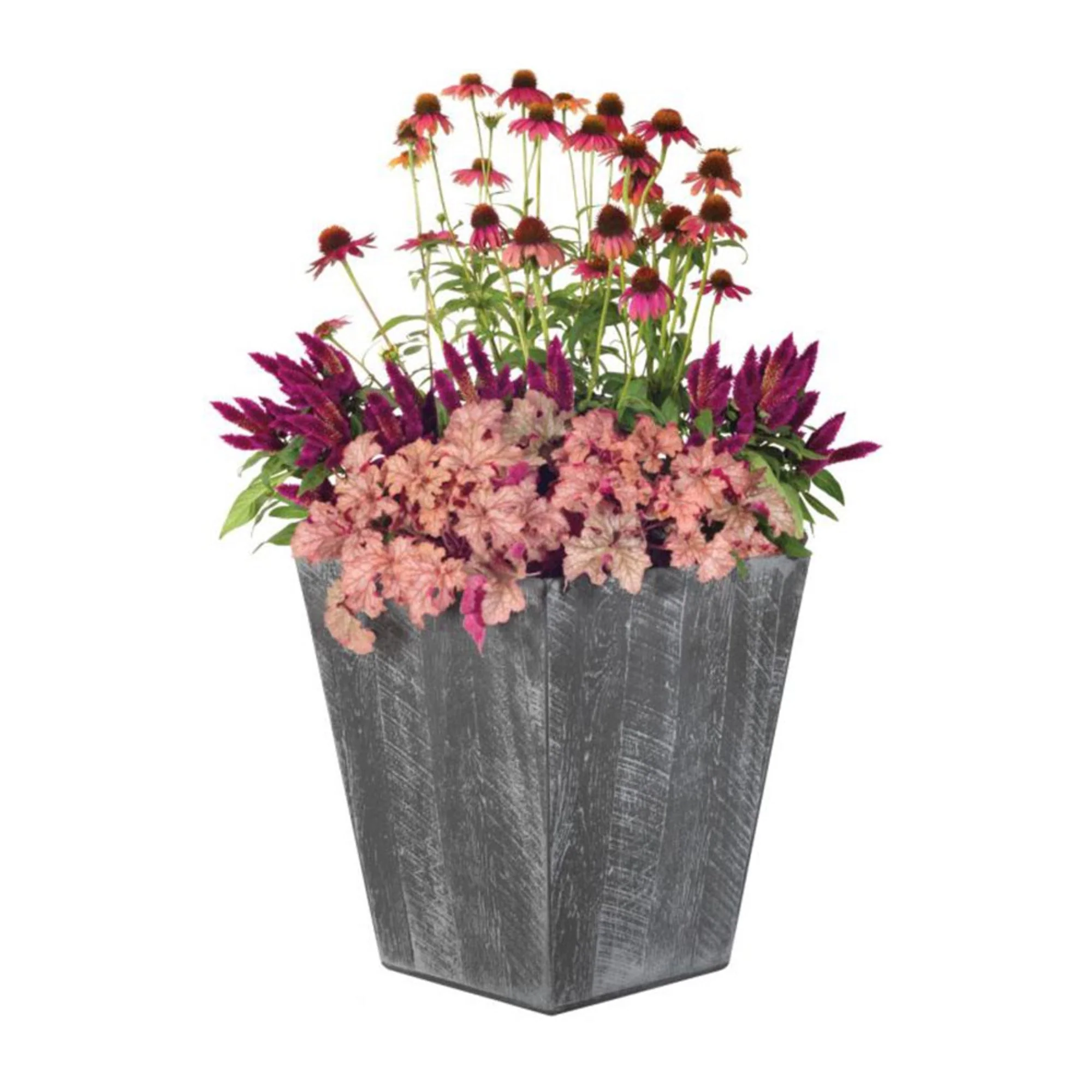 Suncast 16 Inch Farmington Decorative Rustic Wood Finish Garden Planter, Gray - Image 8