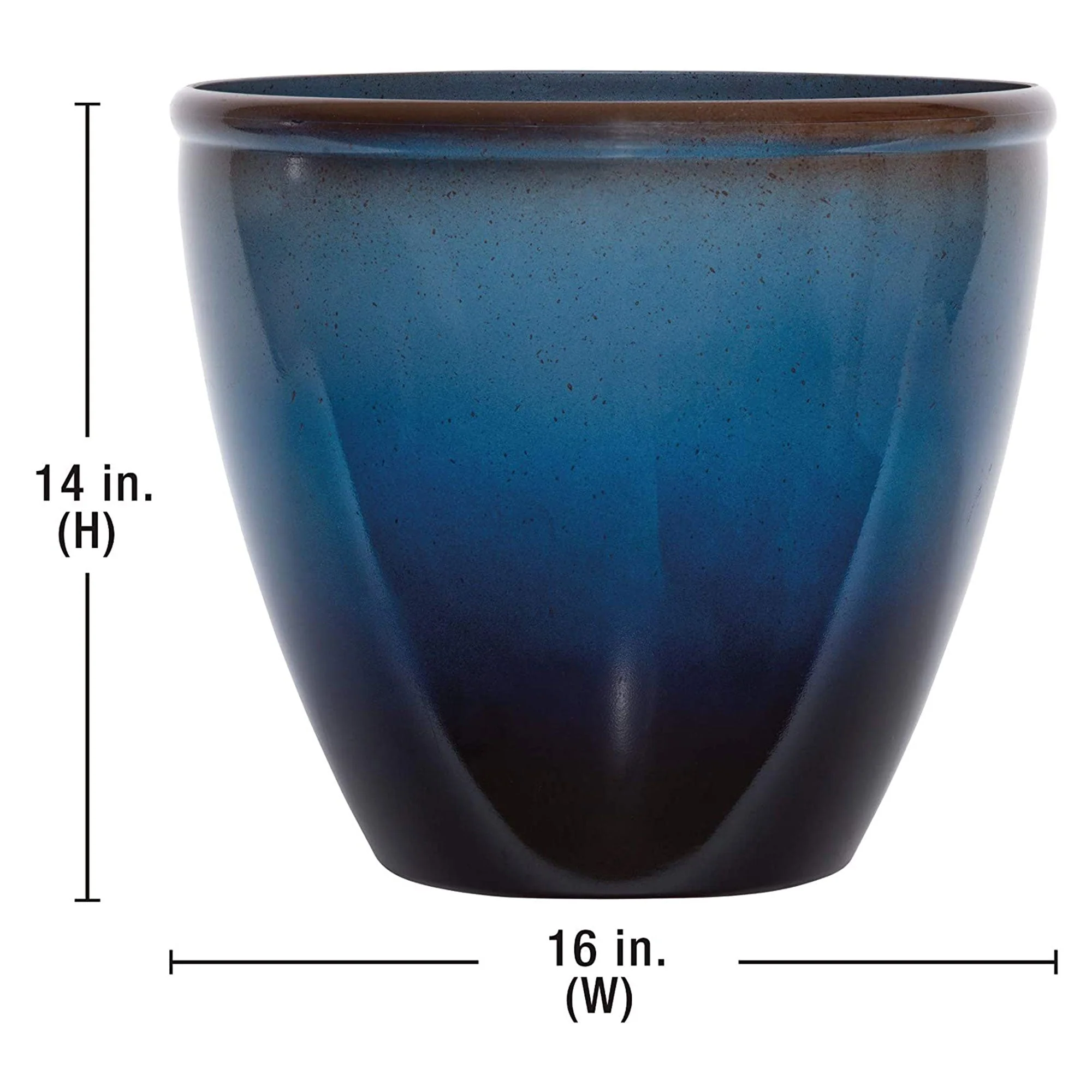 Suncast 1606NP36 Seneca 16" Ombre Decorative Durable Resin Planter Blue & Brown - Image 8