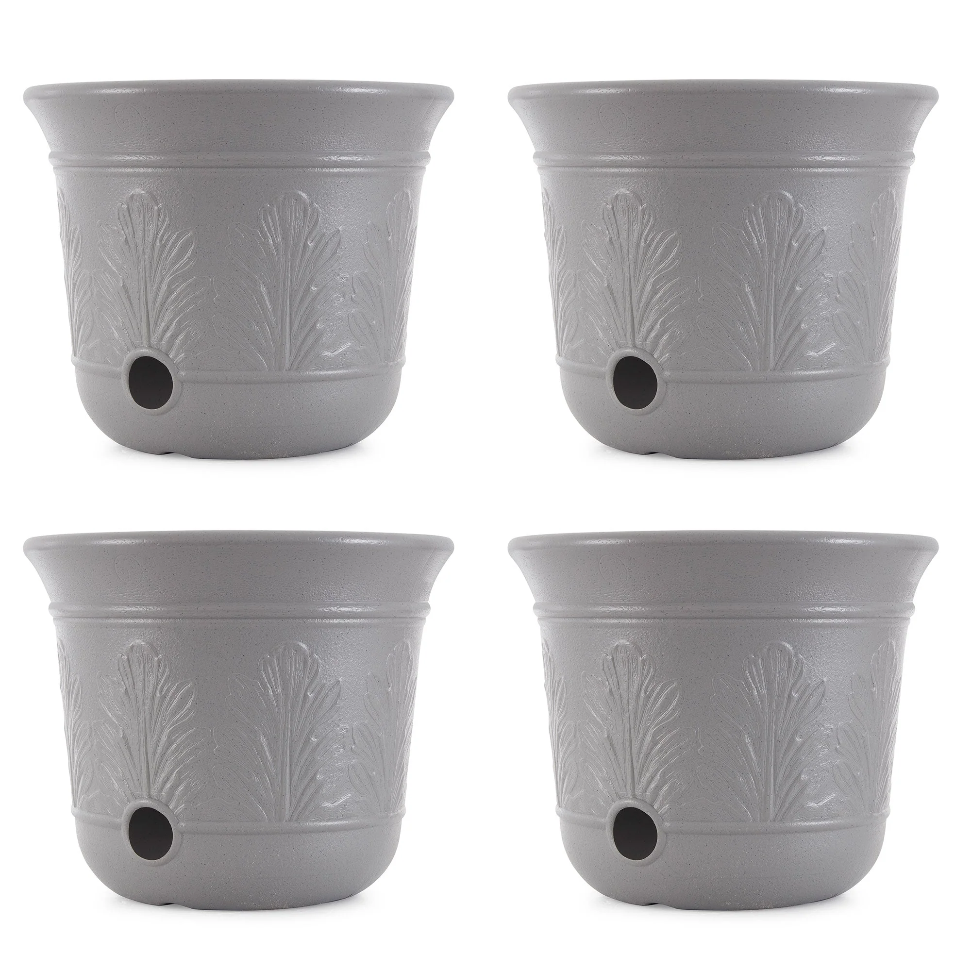 Suncast 300 Foot Heavy Duty 5 Gallon Decorative Garden Hose Pot, Gray (4 Pack)
