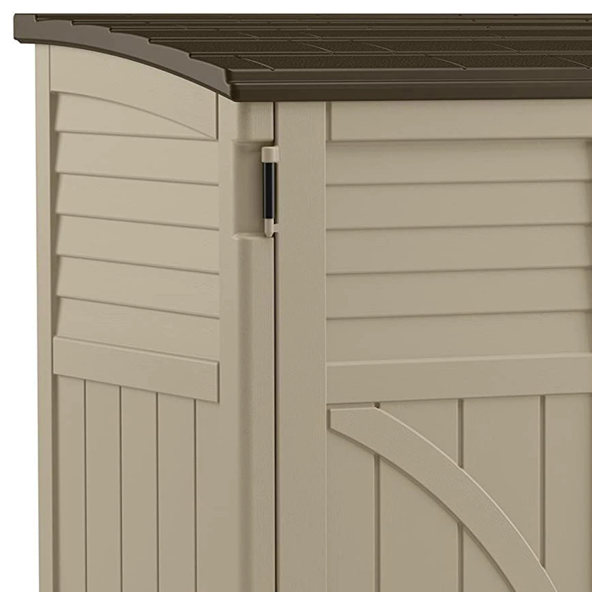 Suncast 34 Cubic Feet Horizontal Compact Storage Shed for Outdoor Spaces, Sand - Image 4
