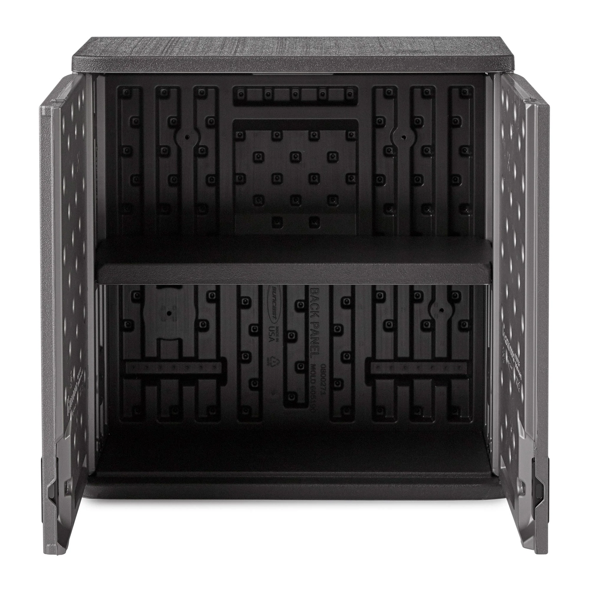 Suncast 4 Cubic Feet Resin Single Shelf Garage Wall Storage Cabinet, Platinum - Image 4