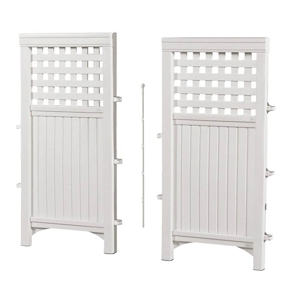 Suncast 4 Panel Screen Enclosure Freestanding Steel Resin Reversible Panel Outdoor Screen TRE, White - Image 6