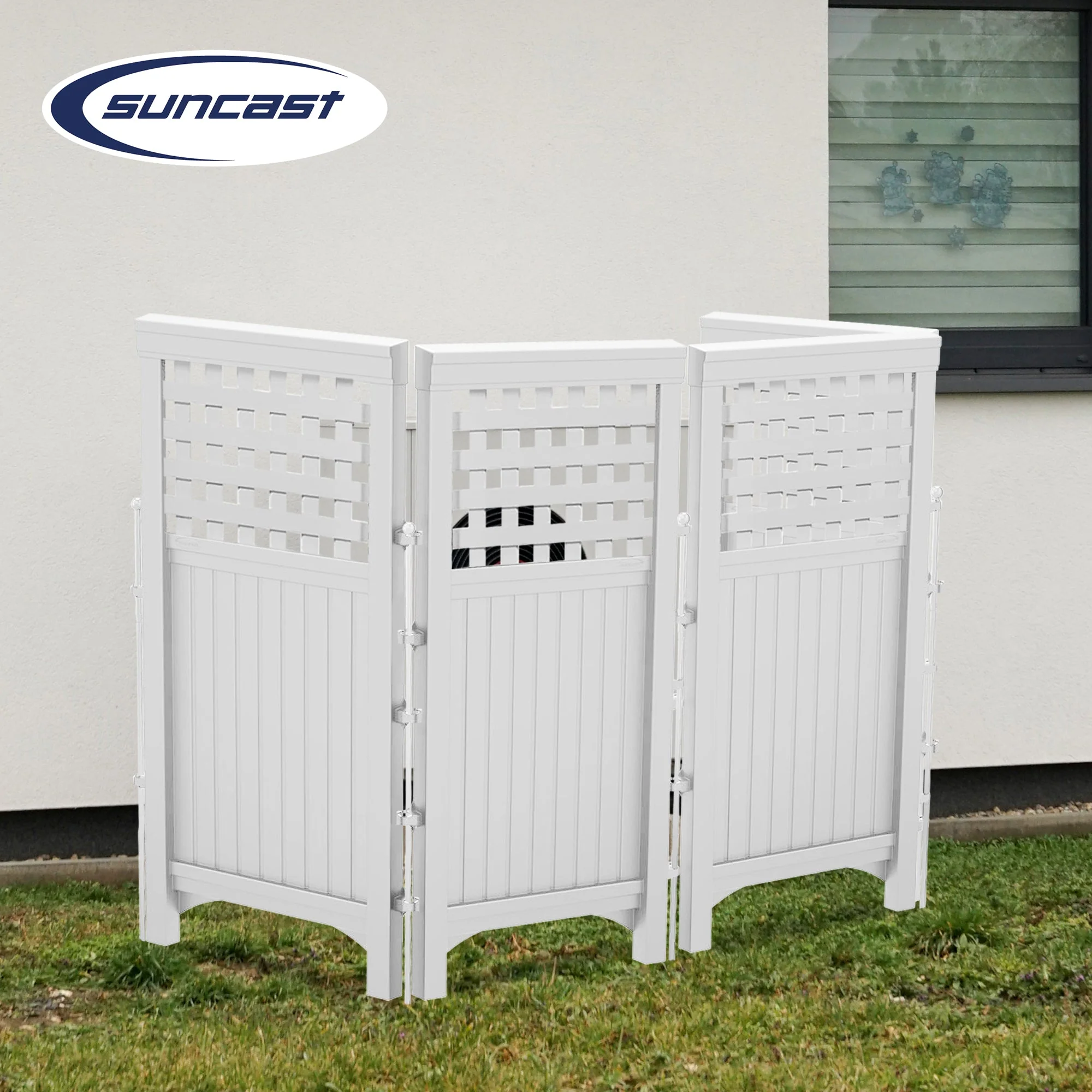 Suncast 4 Panel Wicker Screen Enclosure, Java & Outdoor 4-Panel Fence, White - Image 4